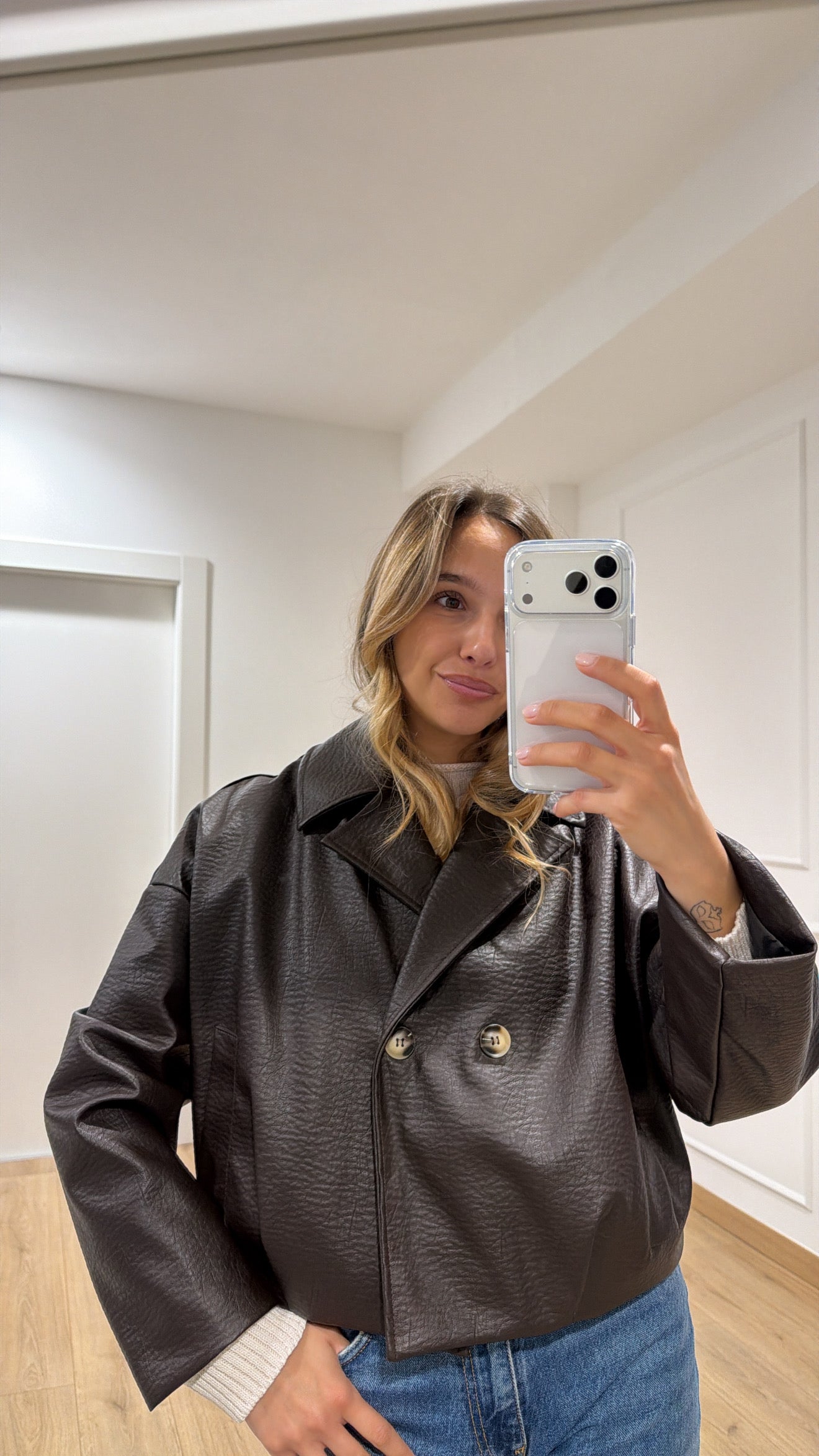 Bomber-trench in eco-pelle martellata Vicolo