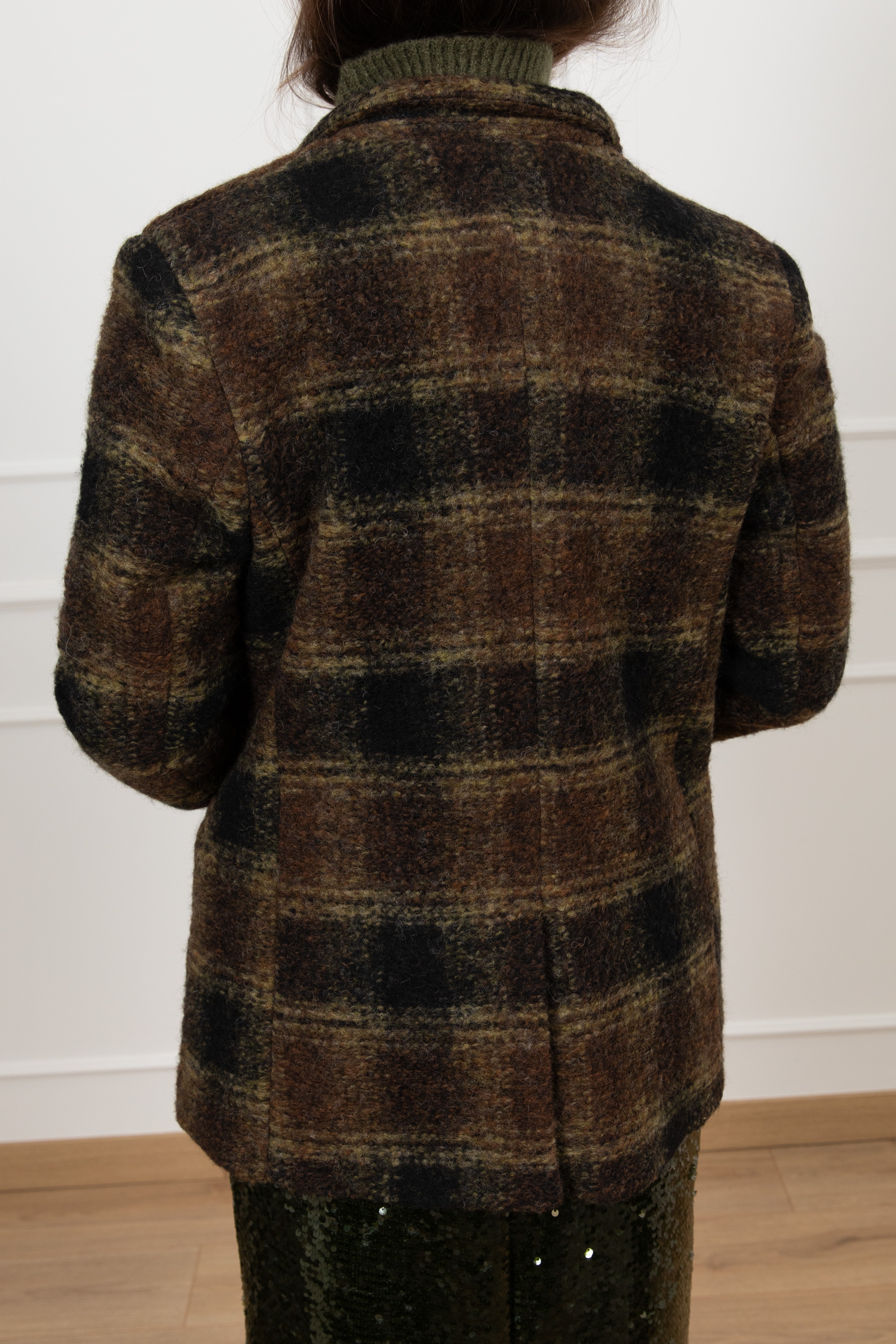 Giacca-cappotto macro-check mono-bottone in lana Susy Mix