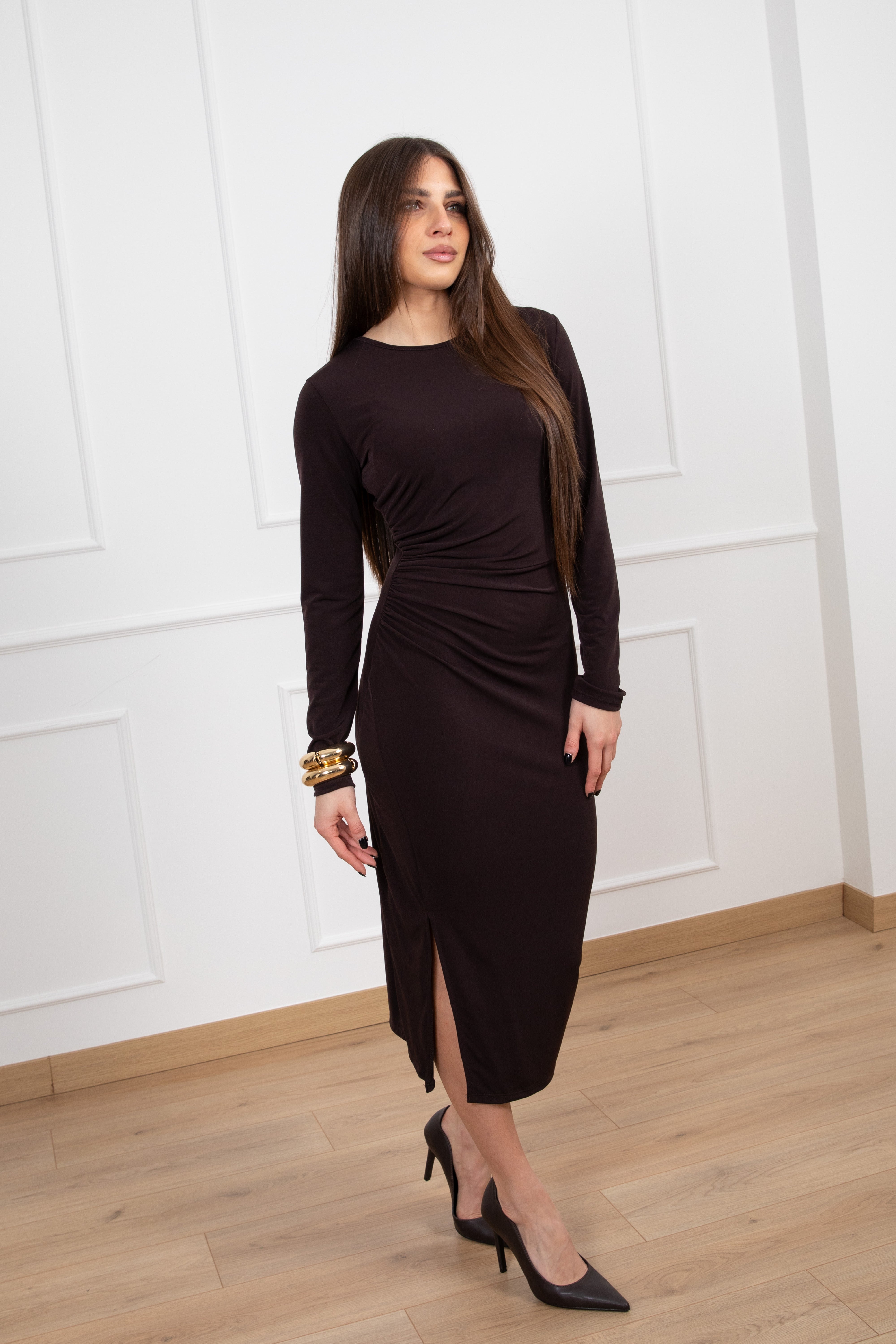 Abito lungo con drappeggio Susy Mix