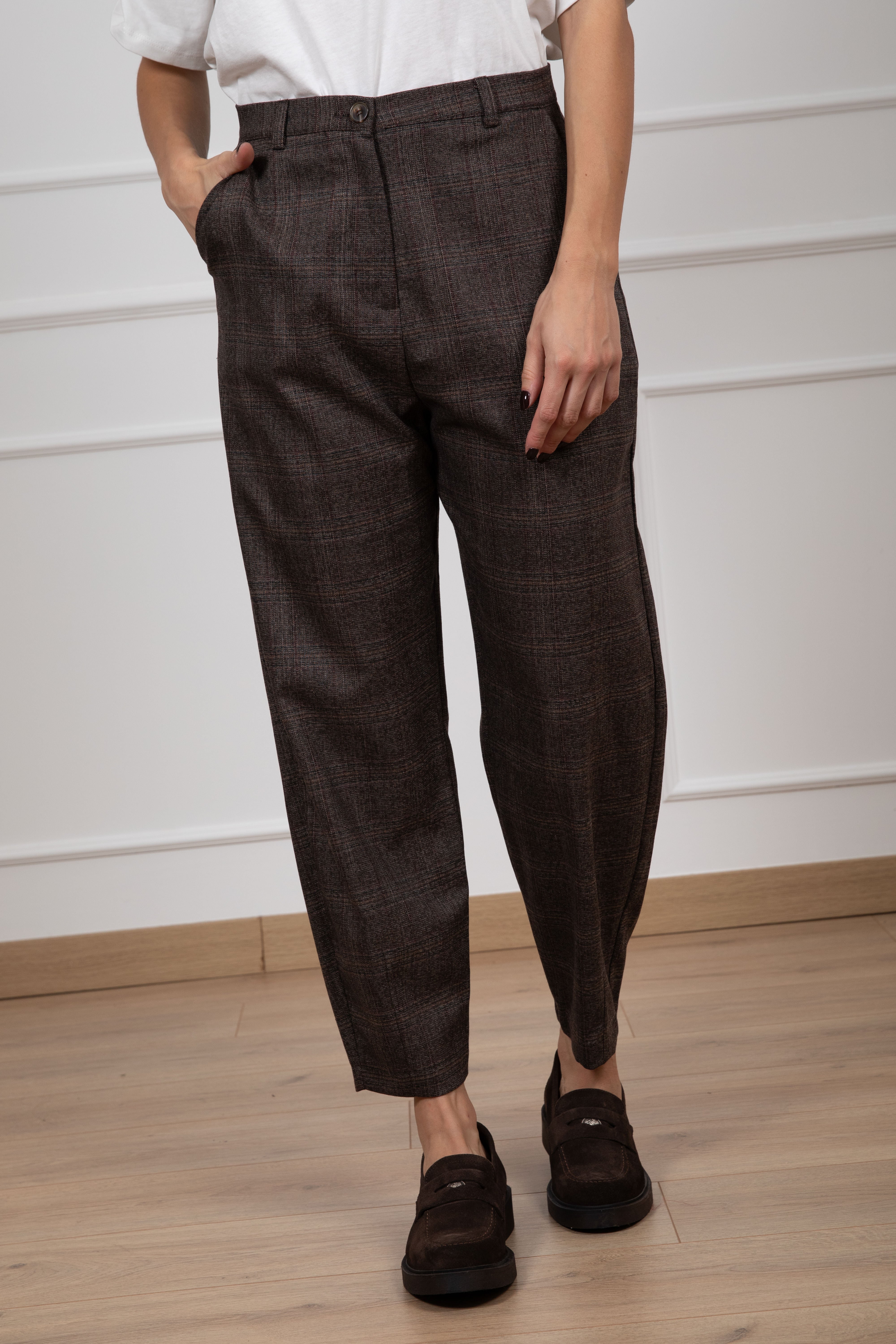 Pantalone carrot-fit principe di galles Susy Mix