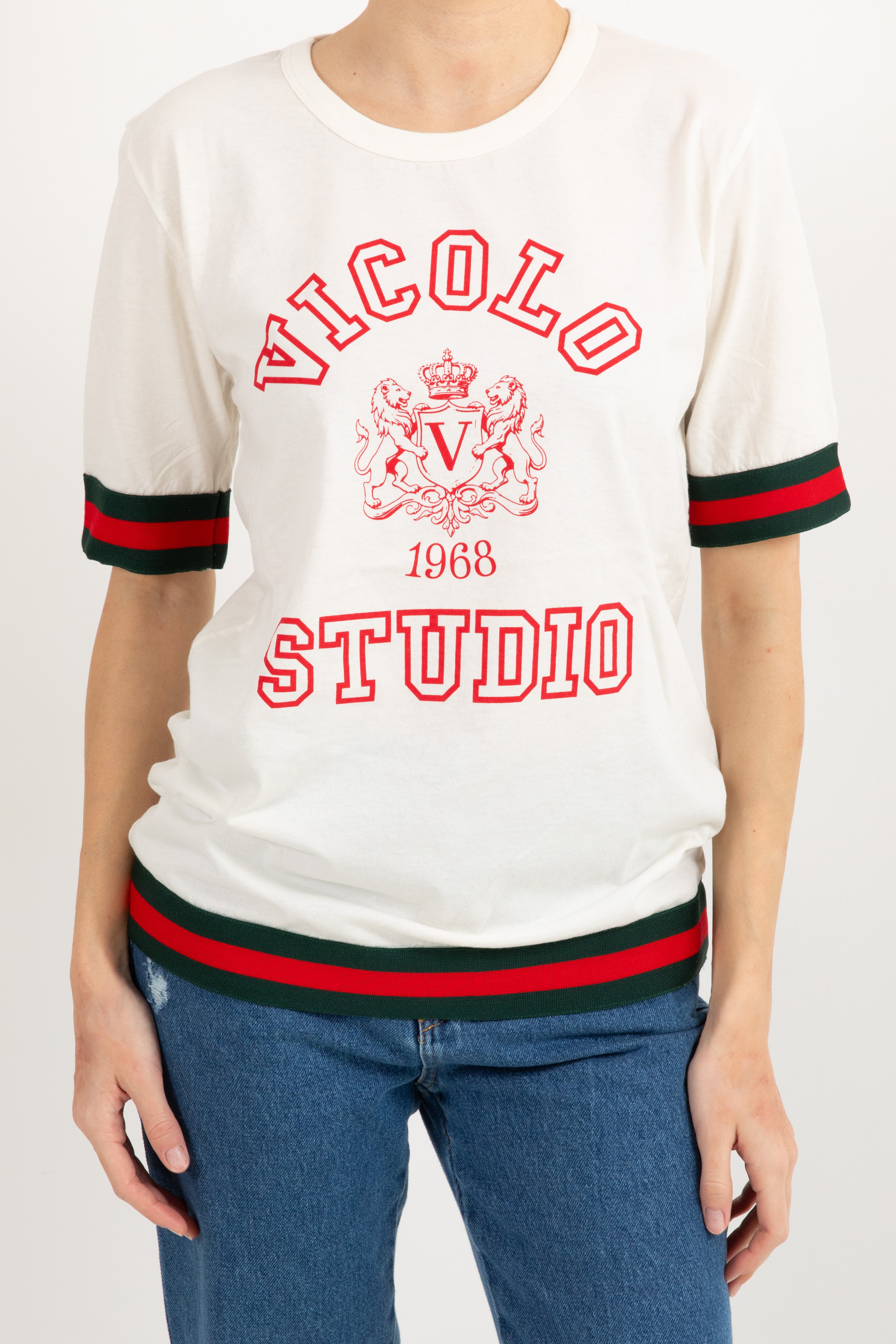 T-shirt "Vicolo Studio" con bordo a righe ViCOLO