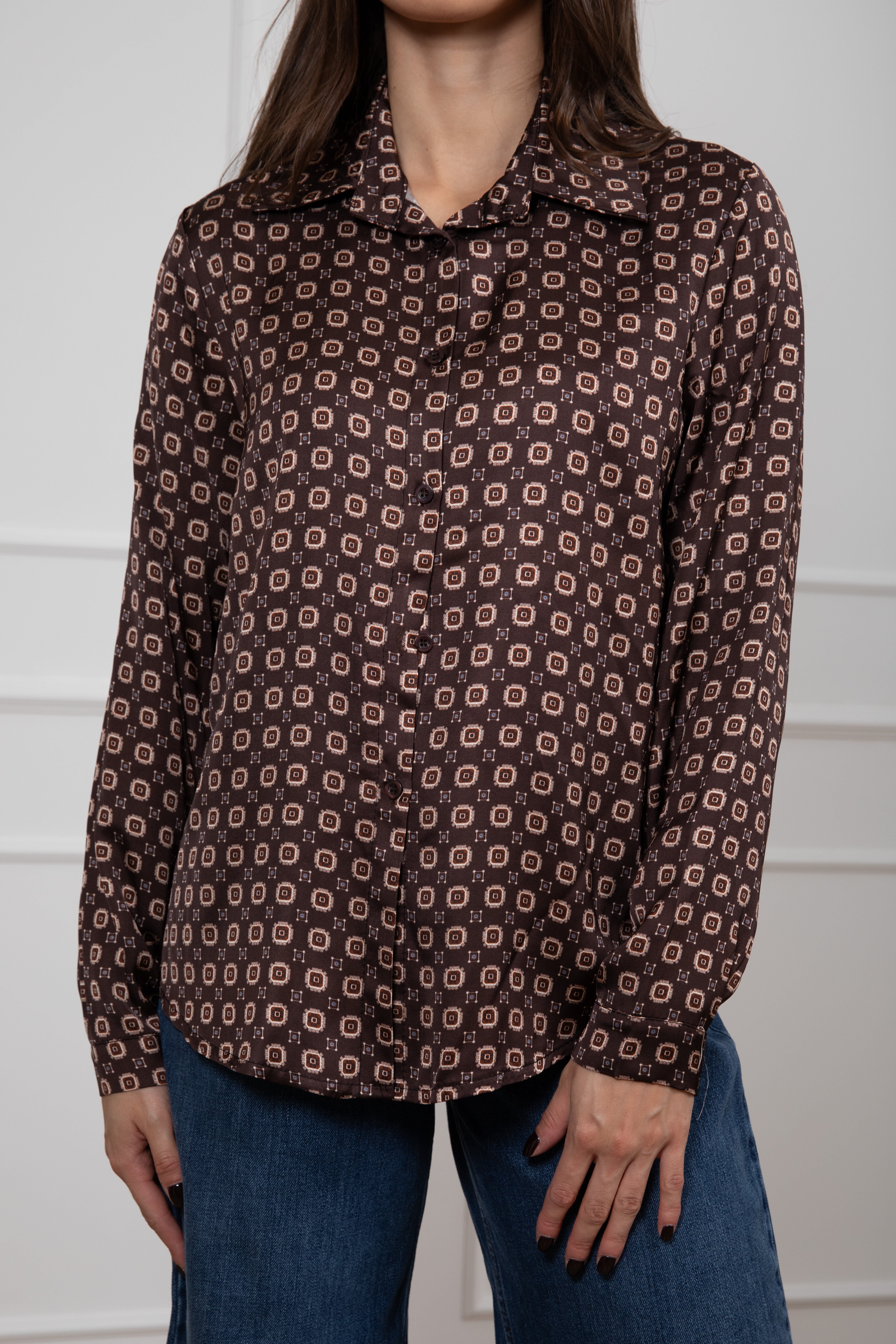 Camicia in viscosa con motivo Susy Mix