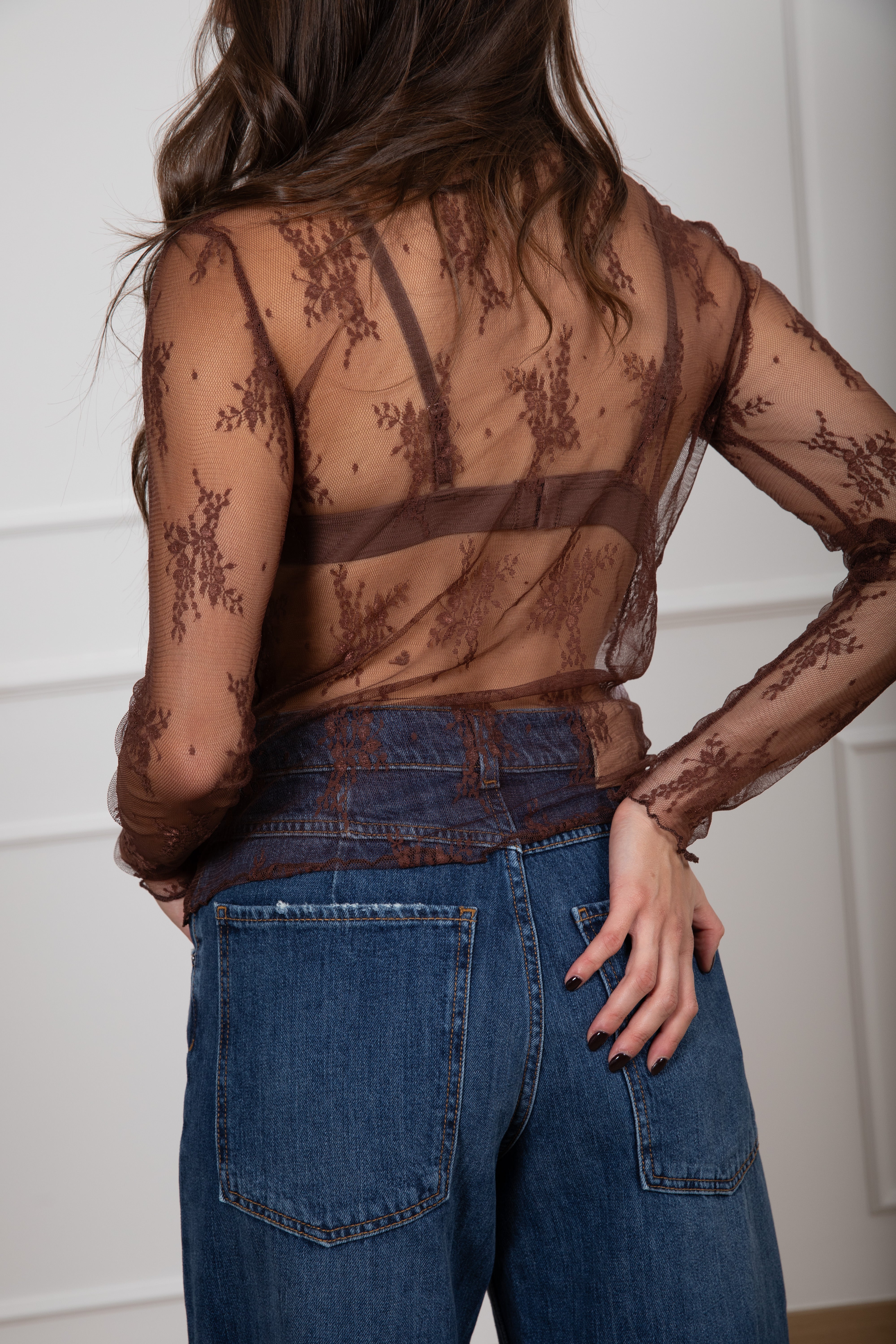 Blusa manica lunga in pizzo Susy Mix