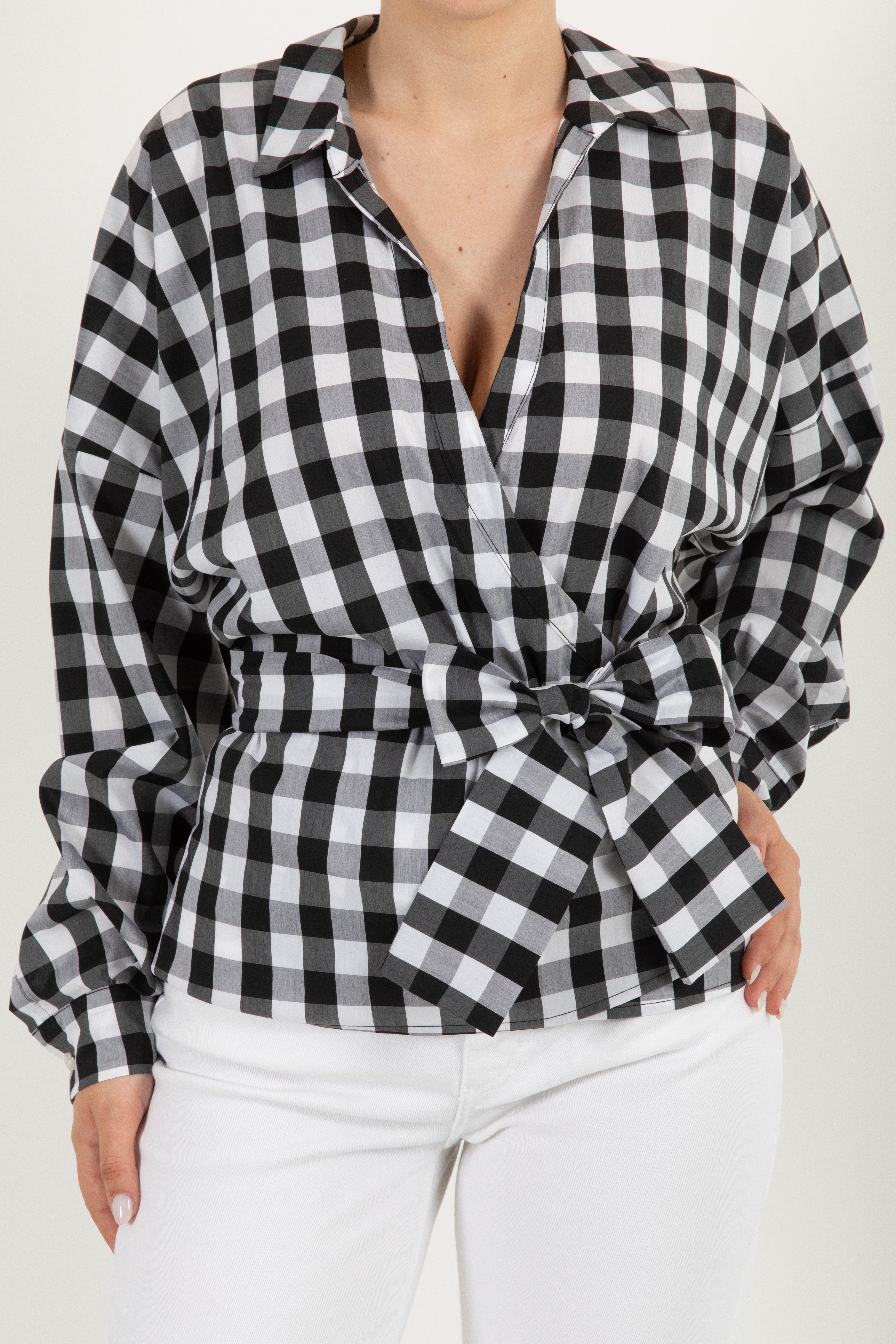 Camicia con incrocio in macro-vichy Tensione IN