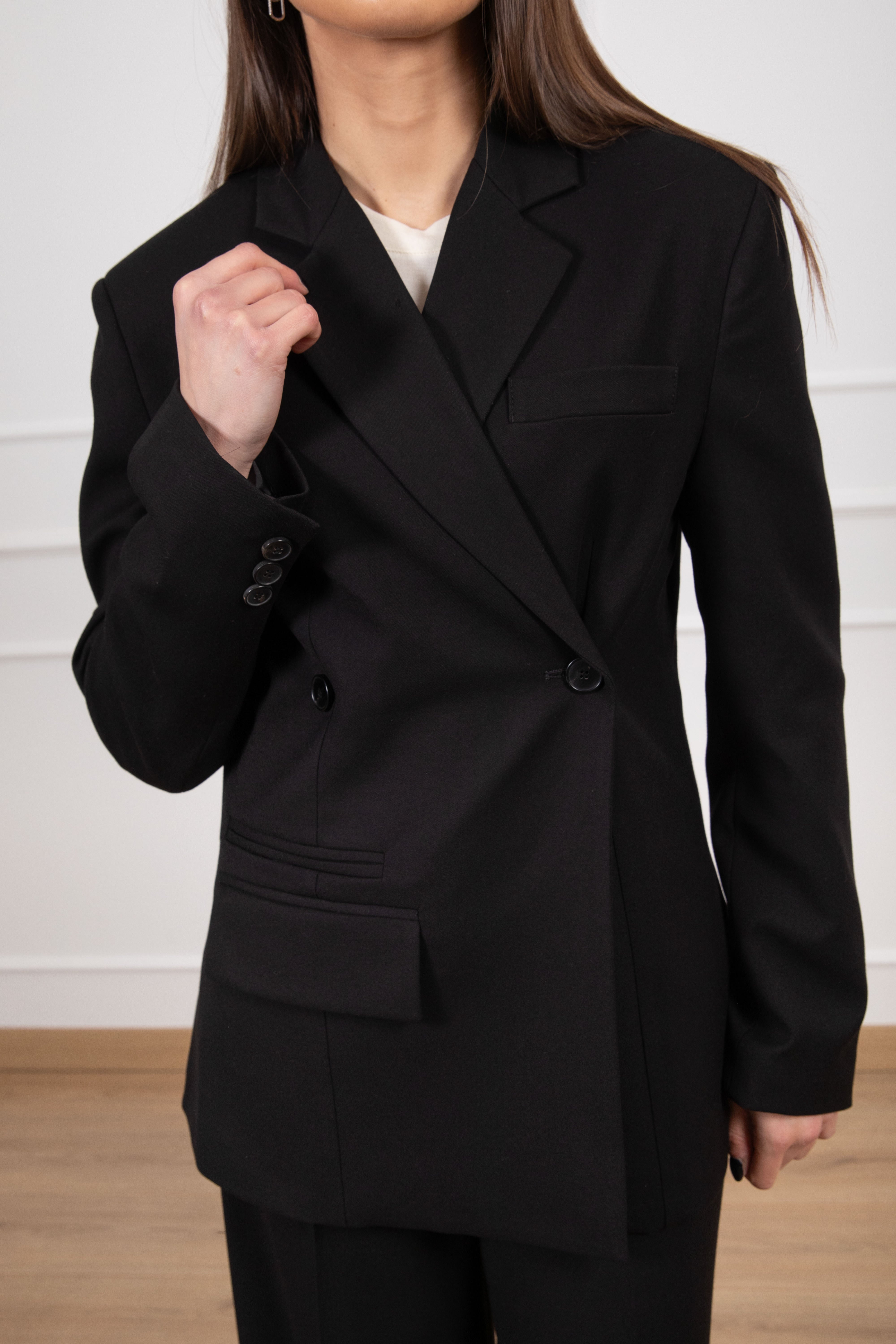 Giacca doppio-petto sfiancata in calda viscosa ViCOLO