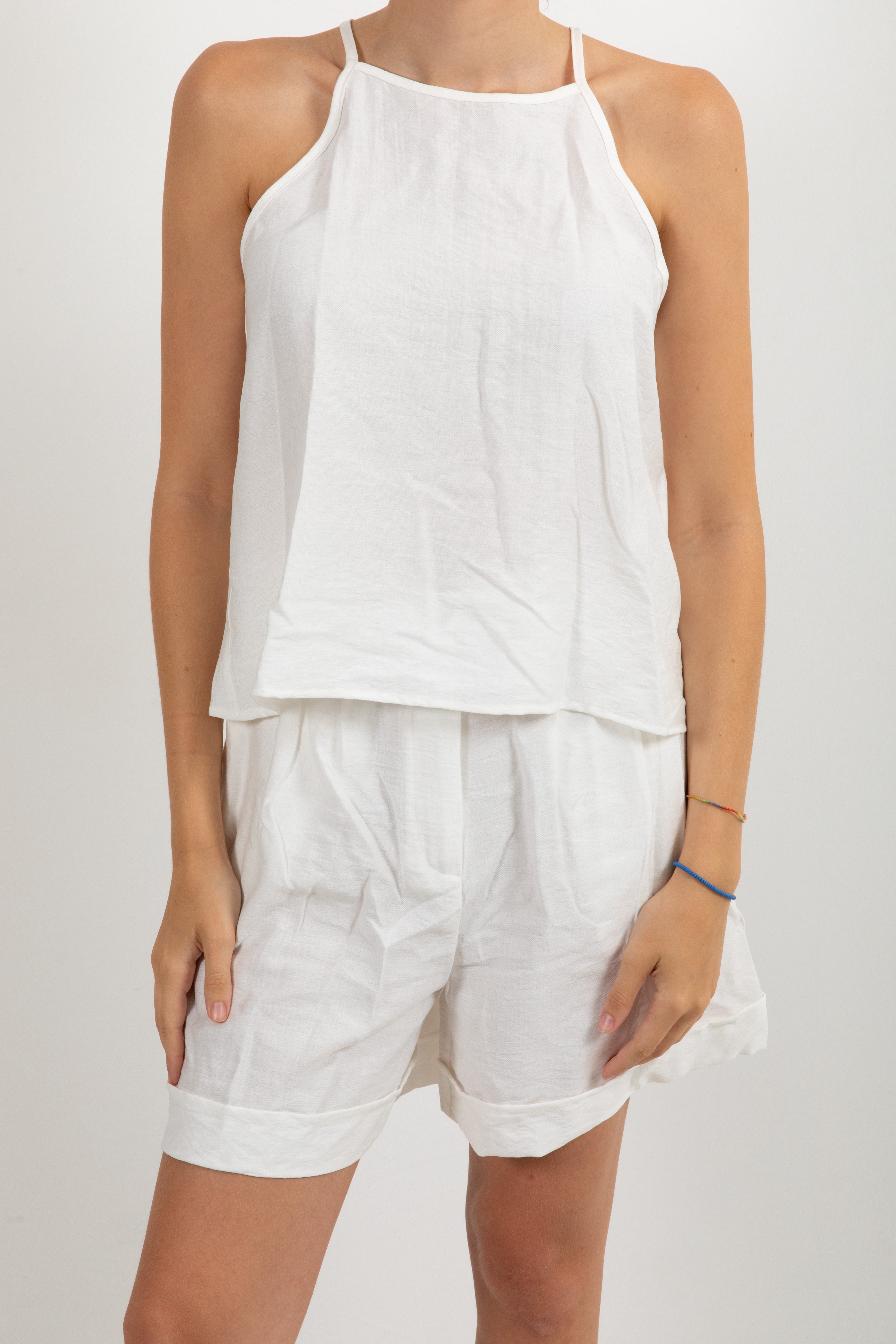 Coordinato top e shorts in viscosa goffrata ViCOLO