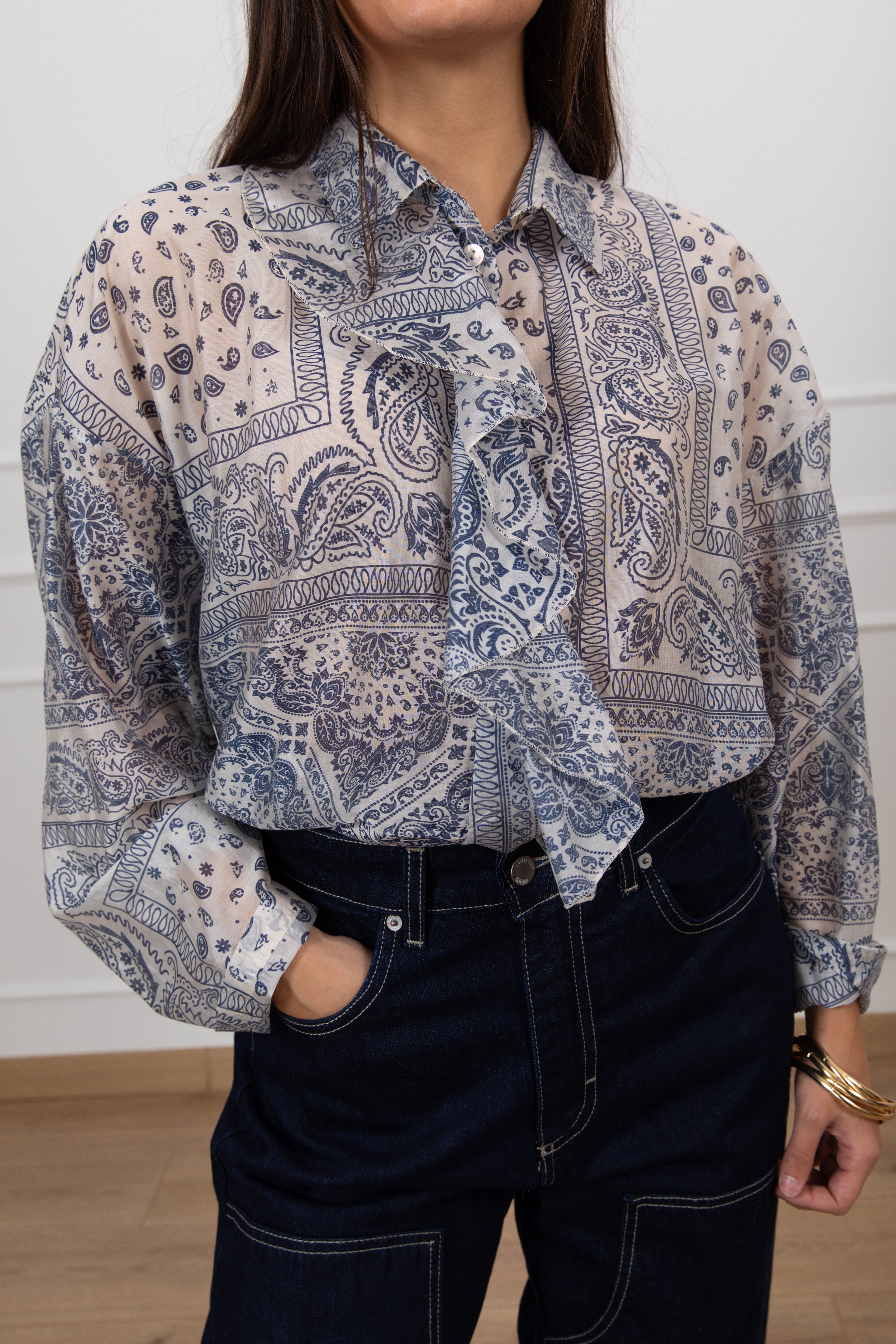 Camicia stampa bandana con rouches Susy Mix