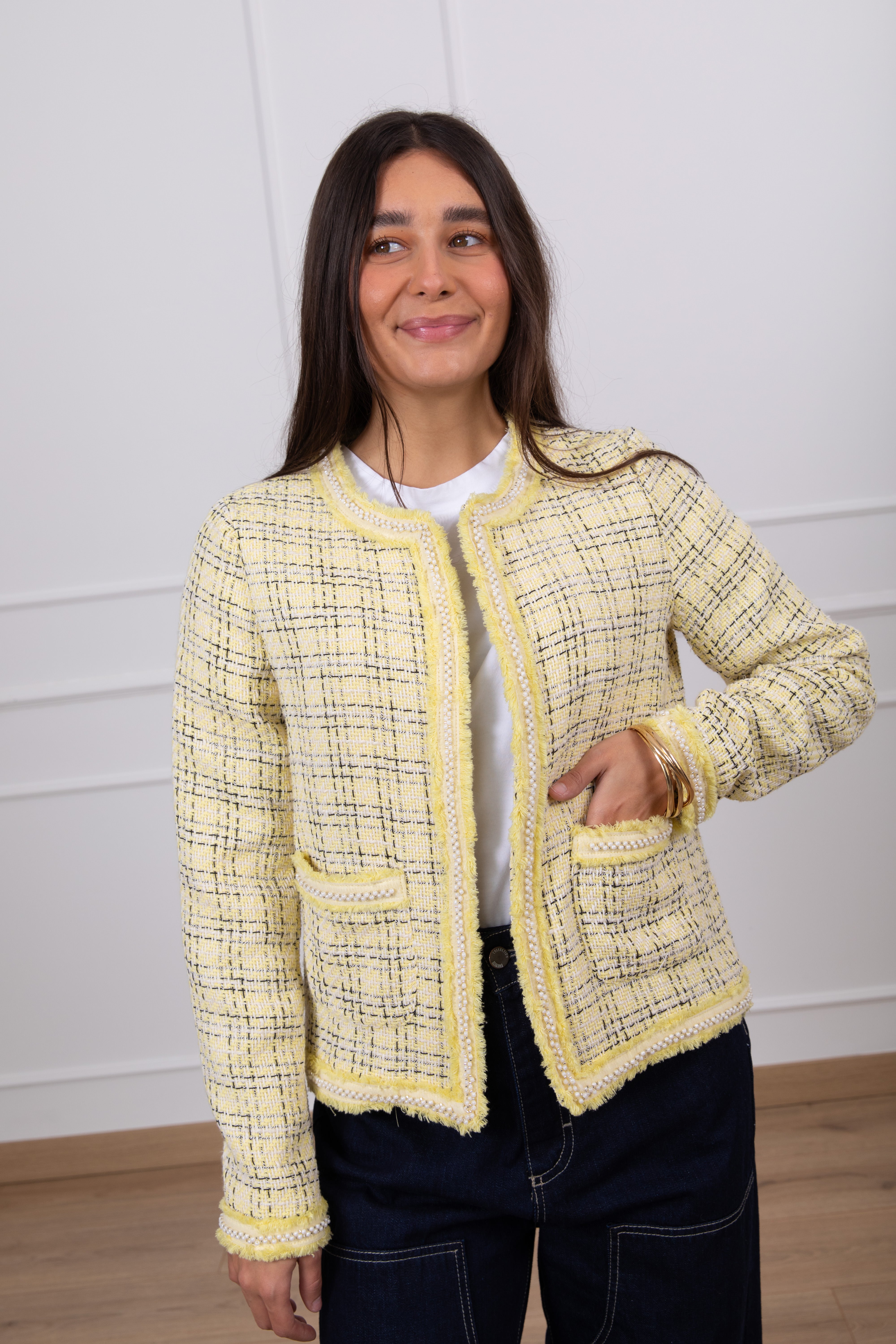 Giacchino tweed con profilo di perline ViCOLO
