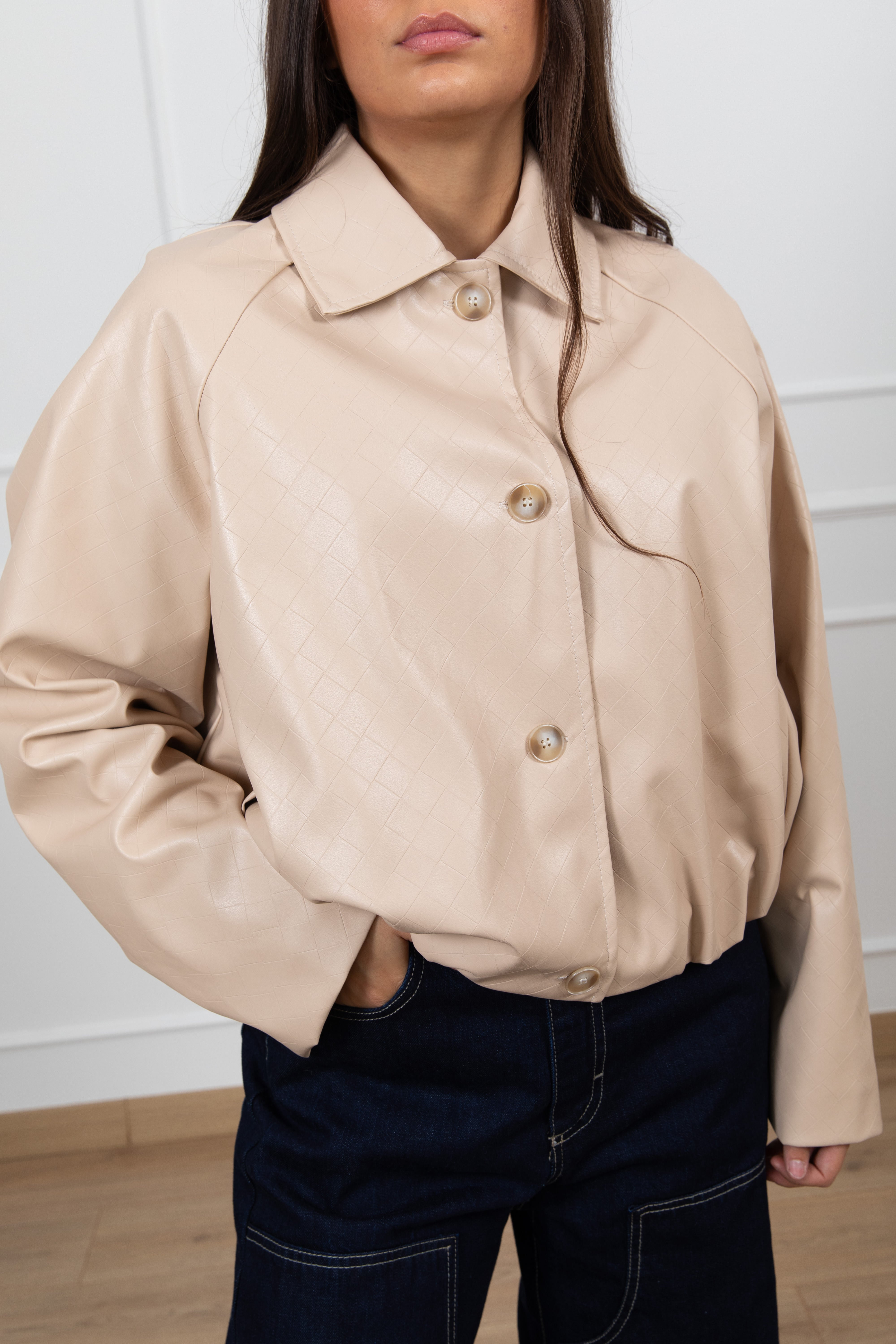 Bomber in eco-pelle intrecciata Susy Mix