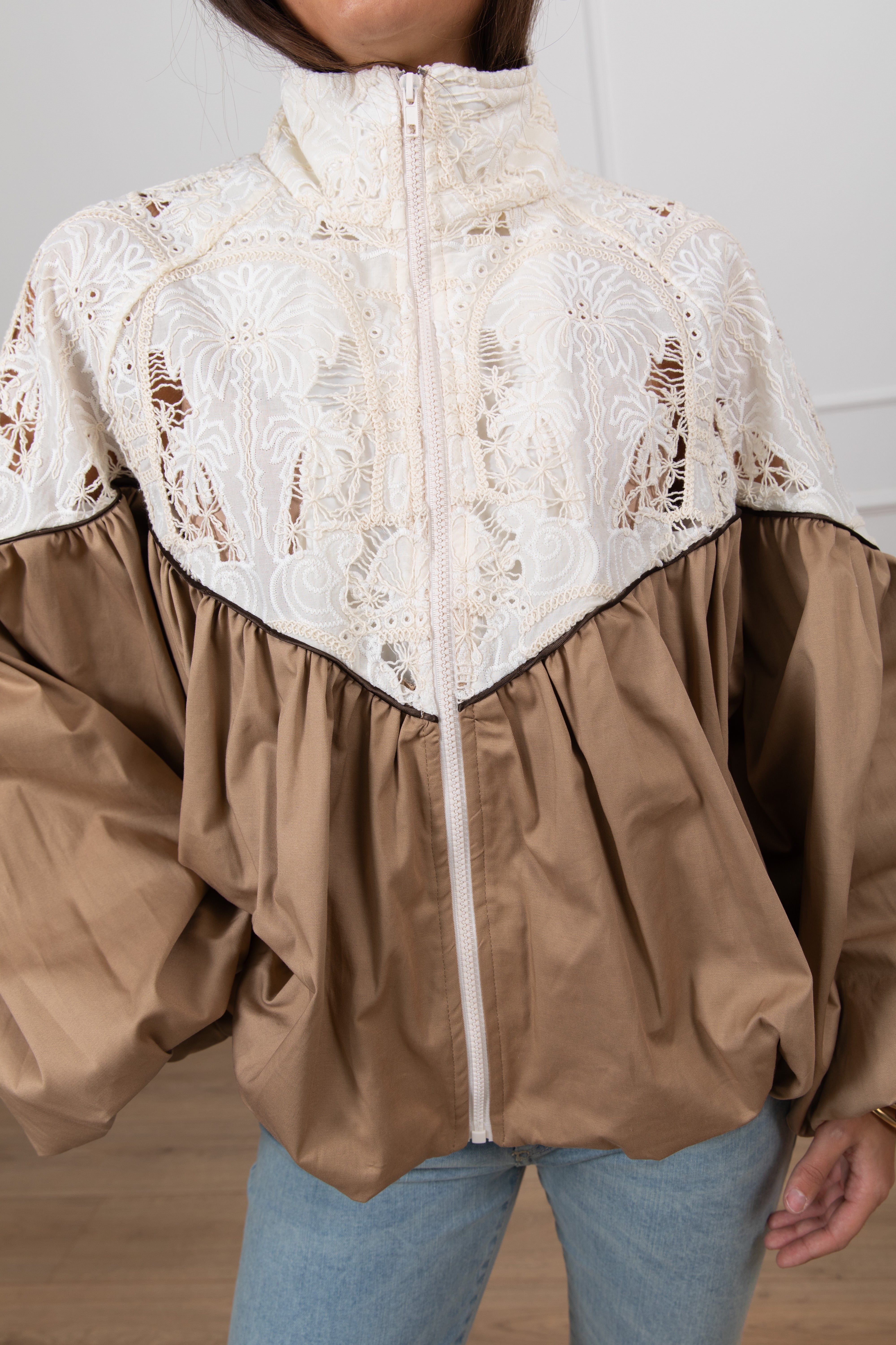 Bomber con inserto pizzo macramè Tensione IN