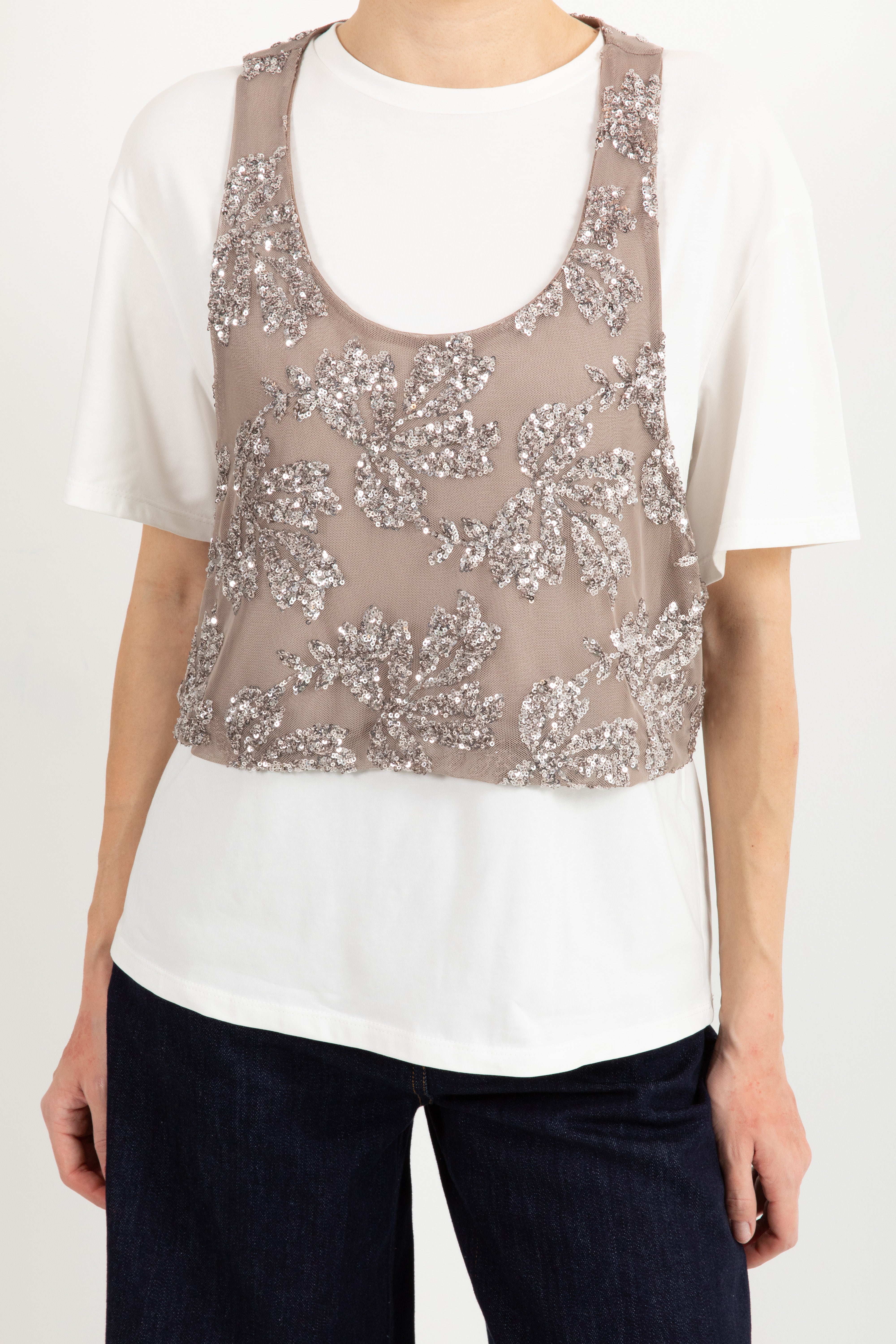 T-shirt con canotta paillettes Susy Mix