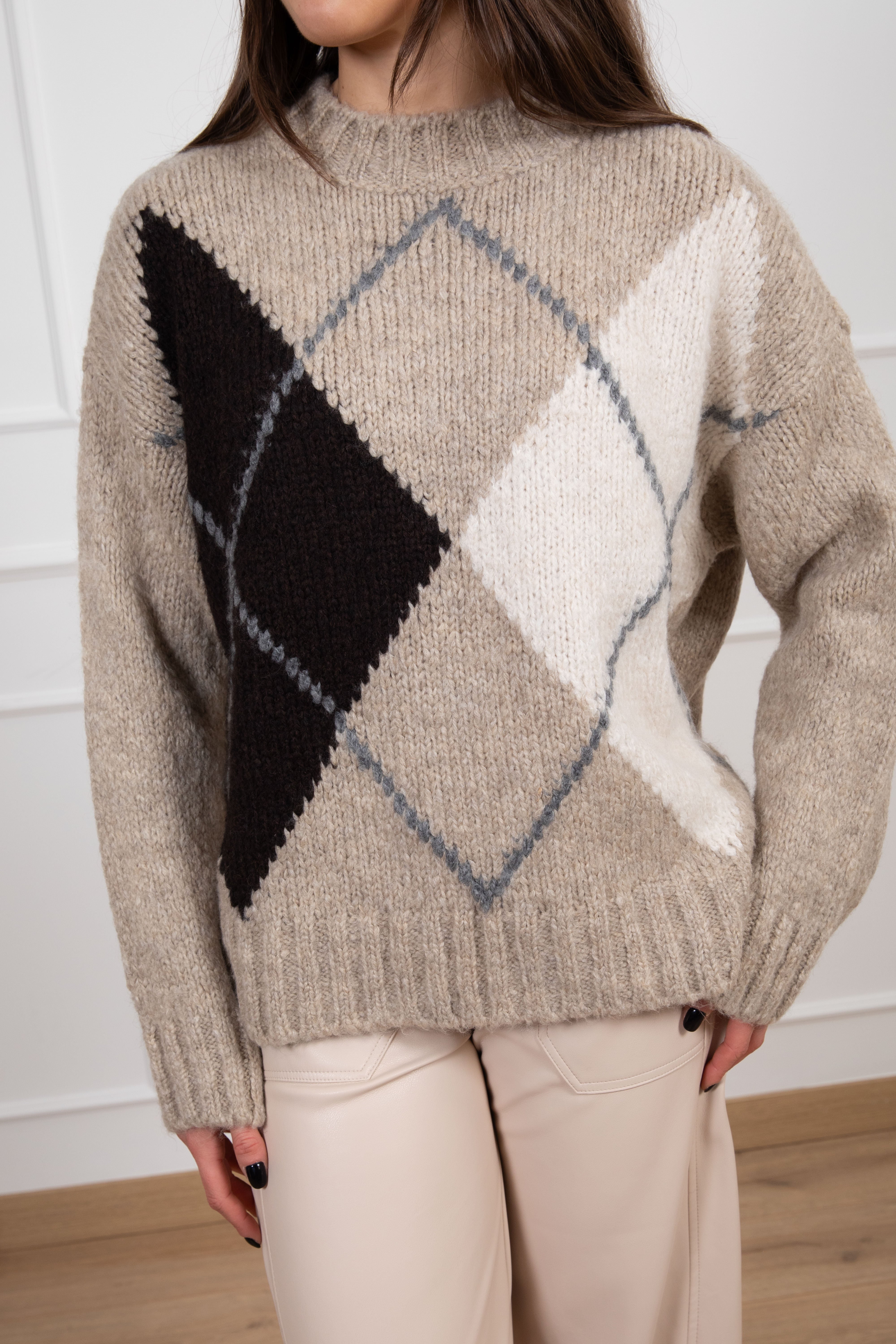 Pull in lana grossa a rombi Tensione IN