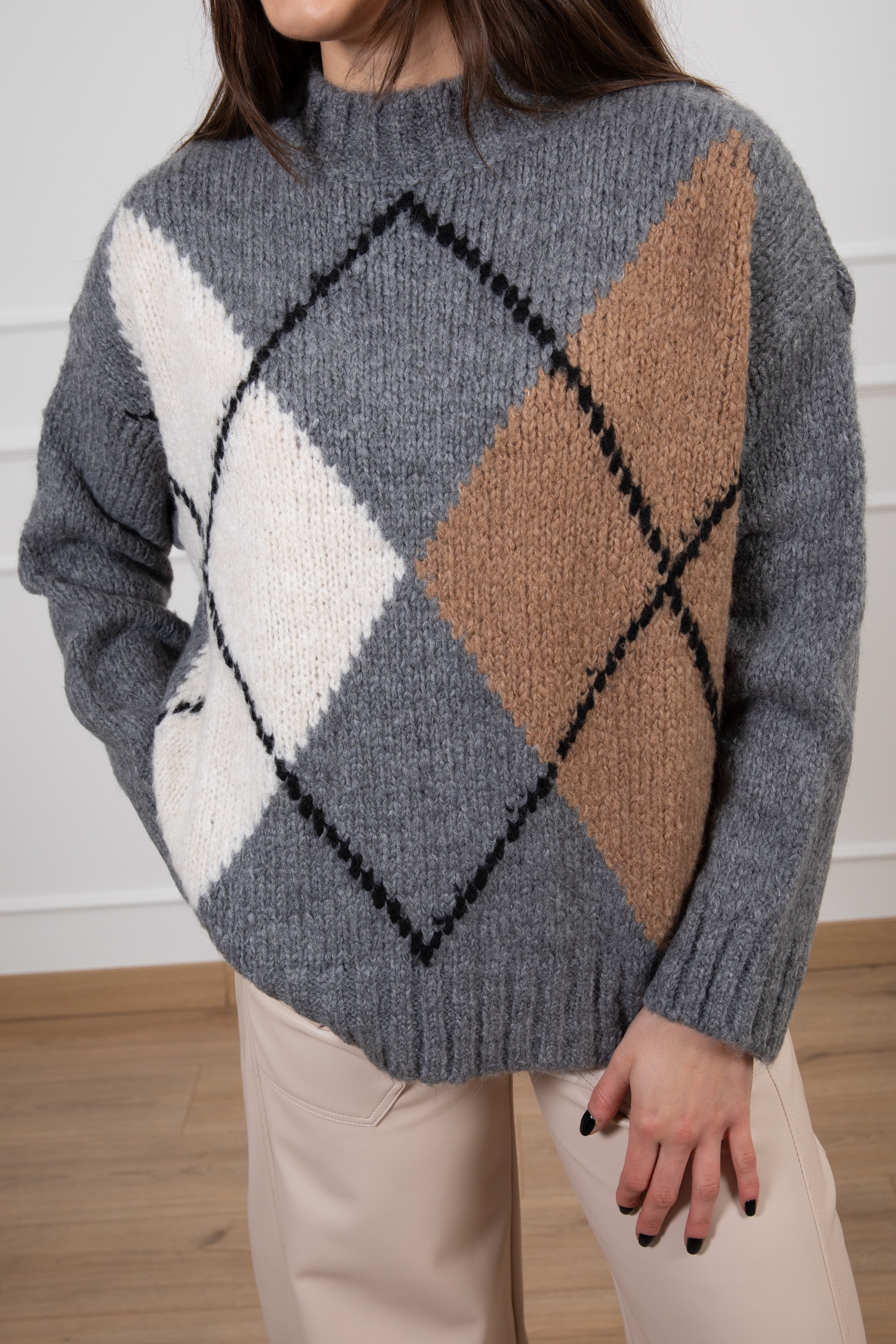 Pull in lana grossa a rombi Tensione IN