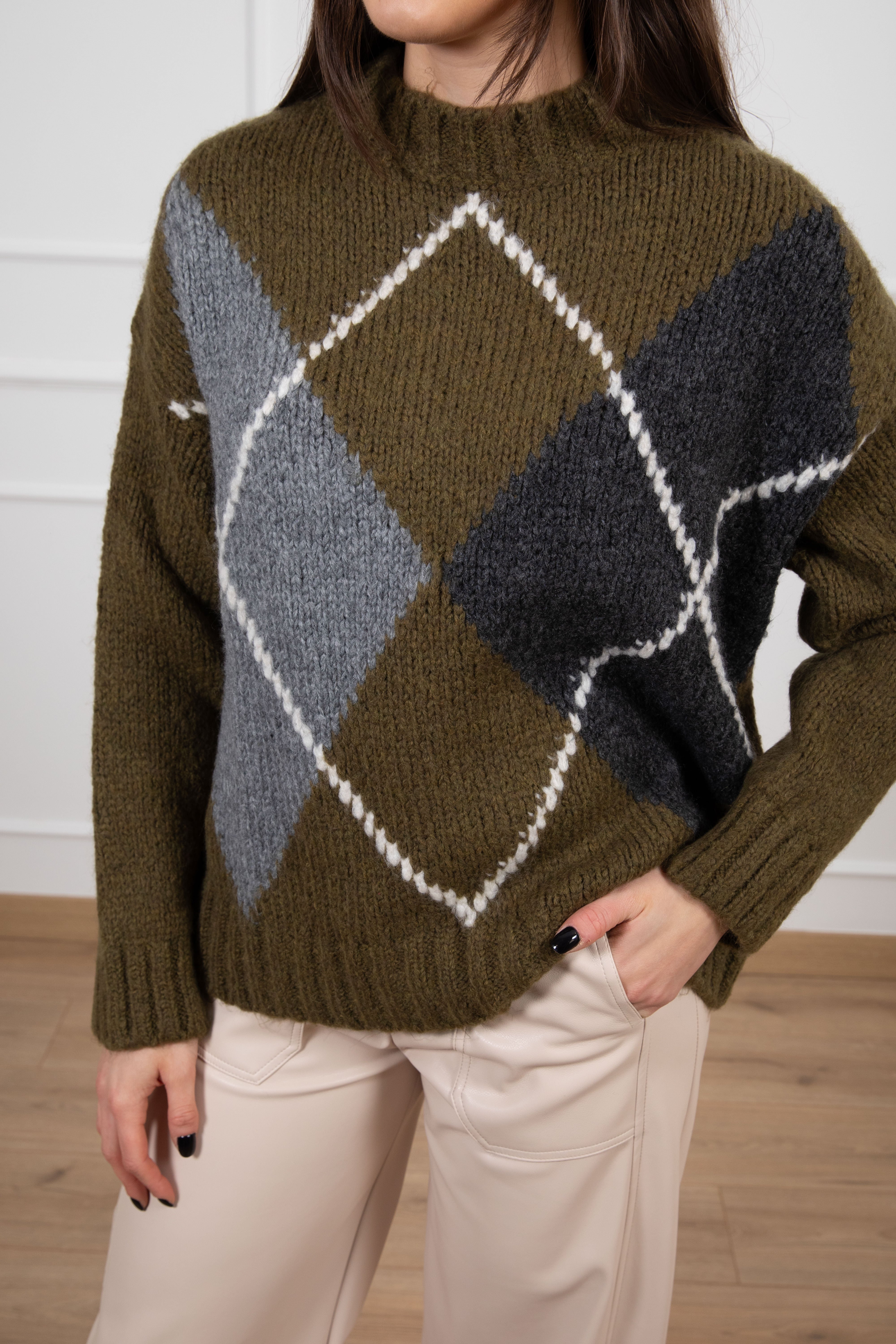 Pull in lana grossa a rombi Tensione IN