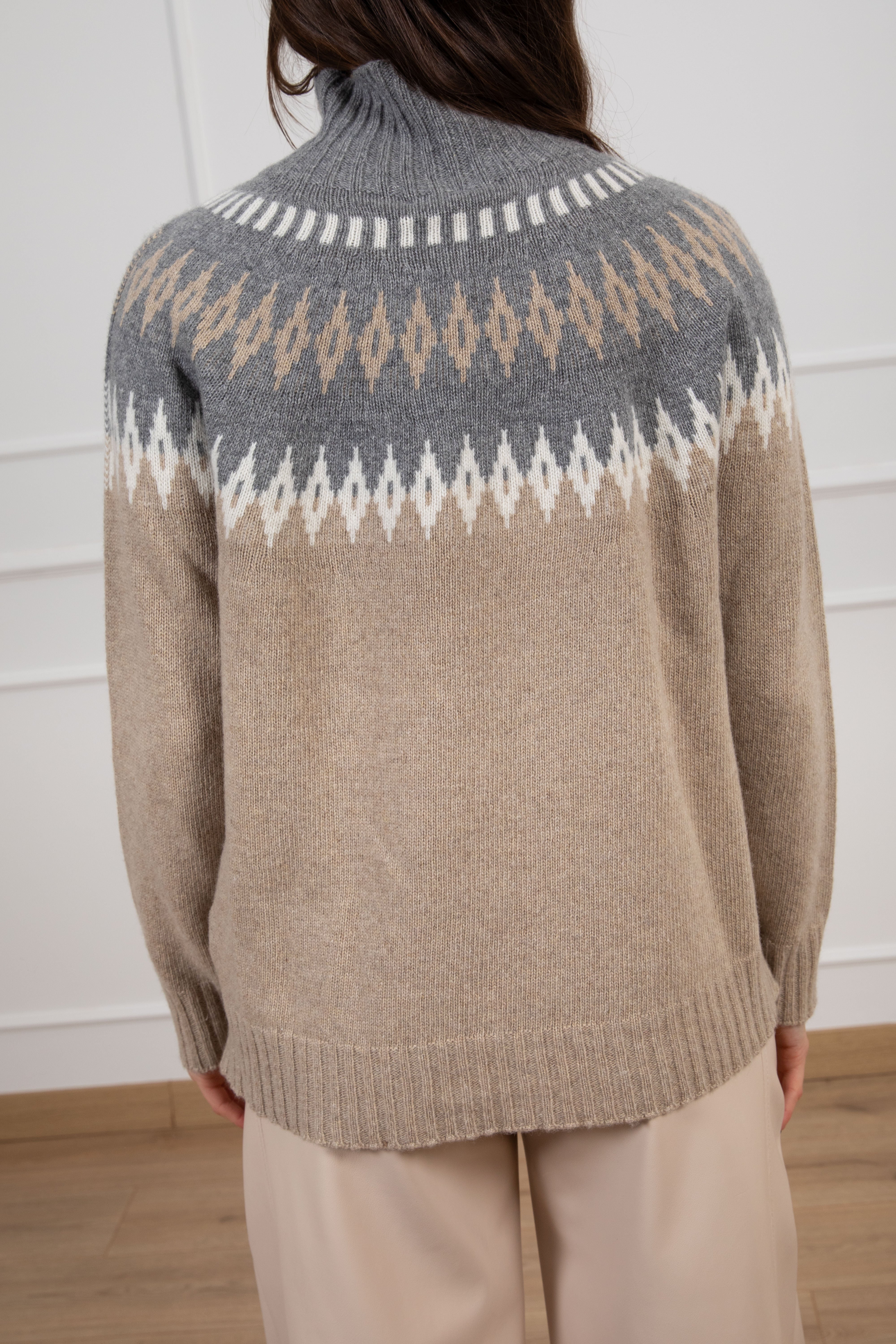 Pull mezzo-collo motivo mini-rombi Susy Mix