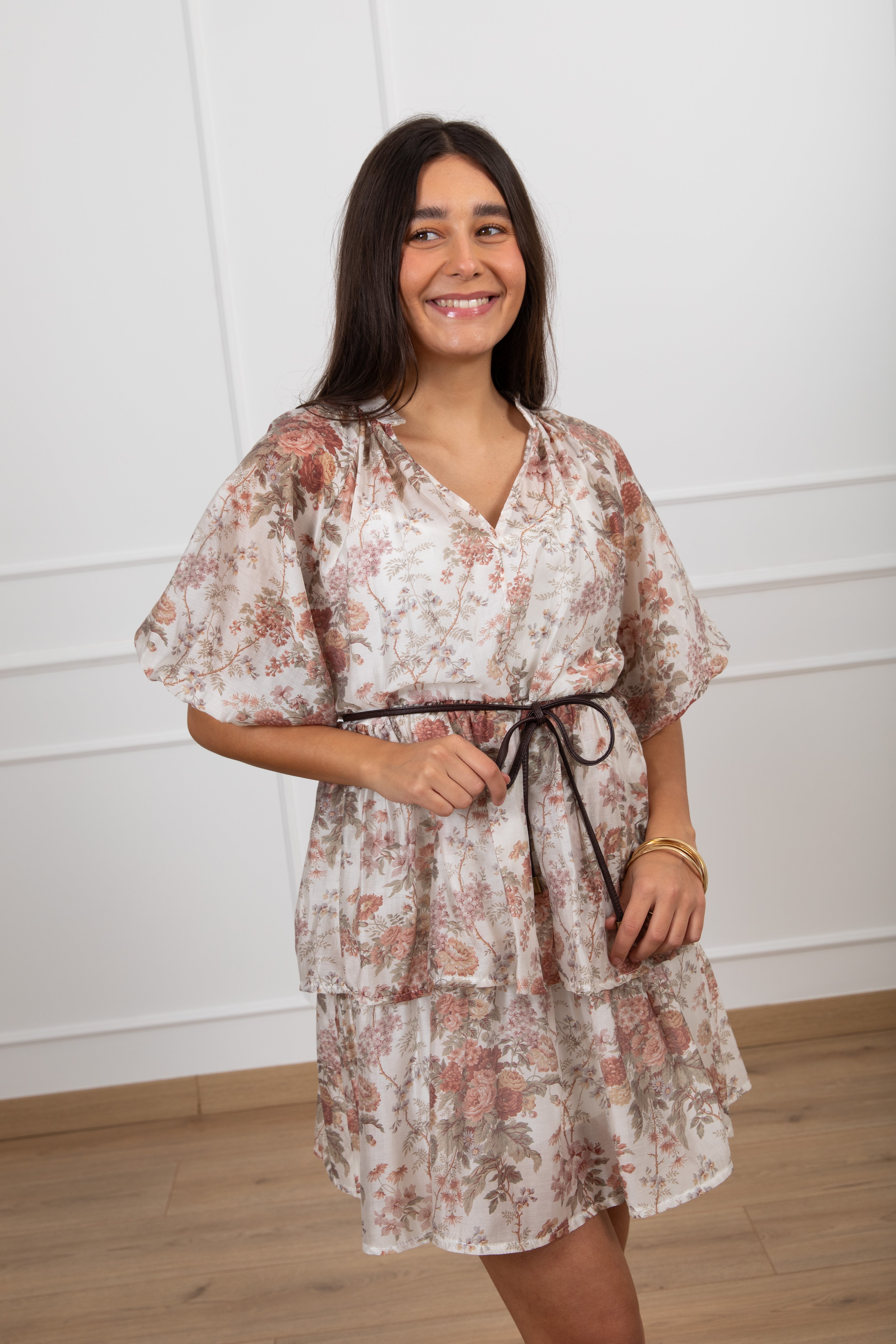 Abito a balze fantasia flowers Susy Mix