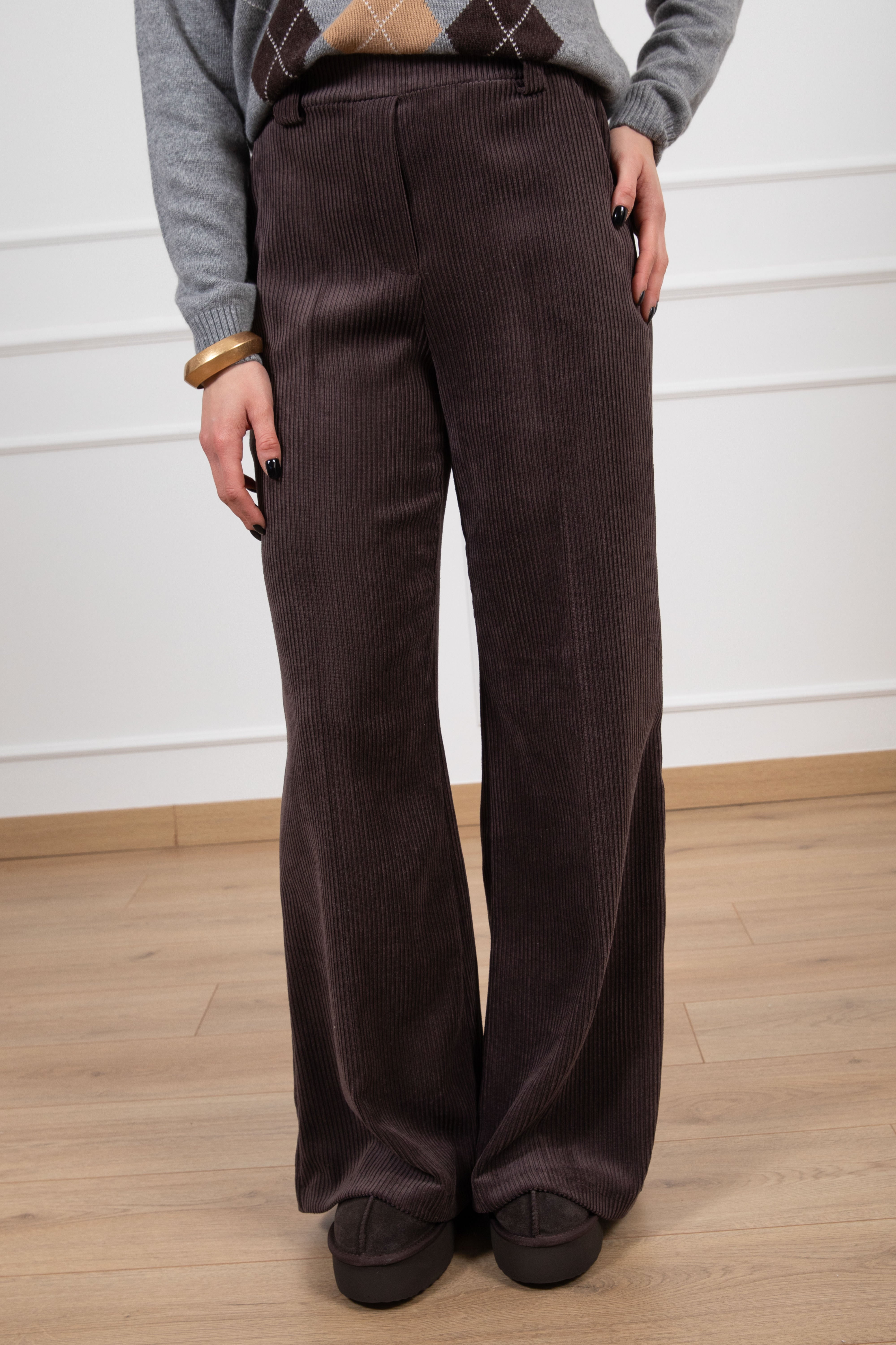 Pantalone gamba dritta in velluto costa larga Susy Mix