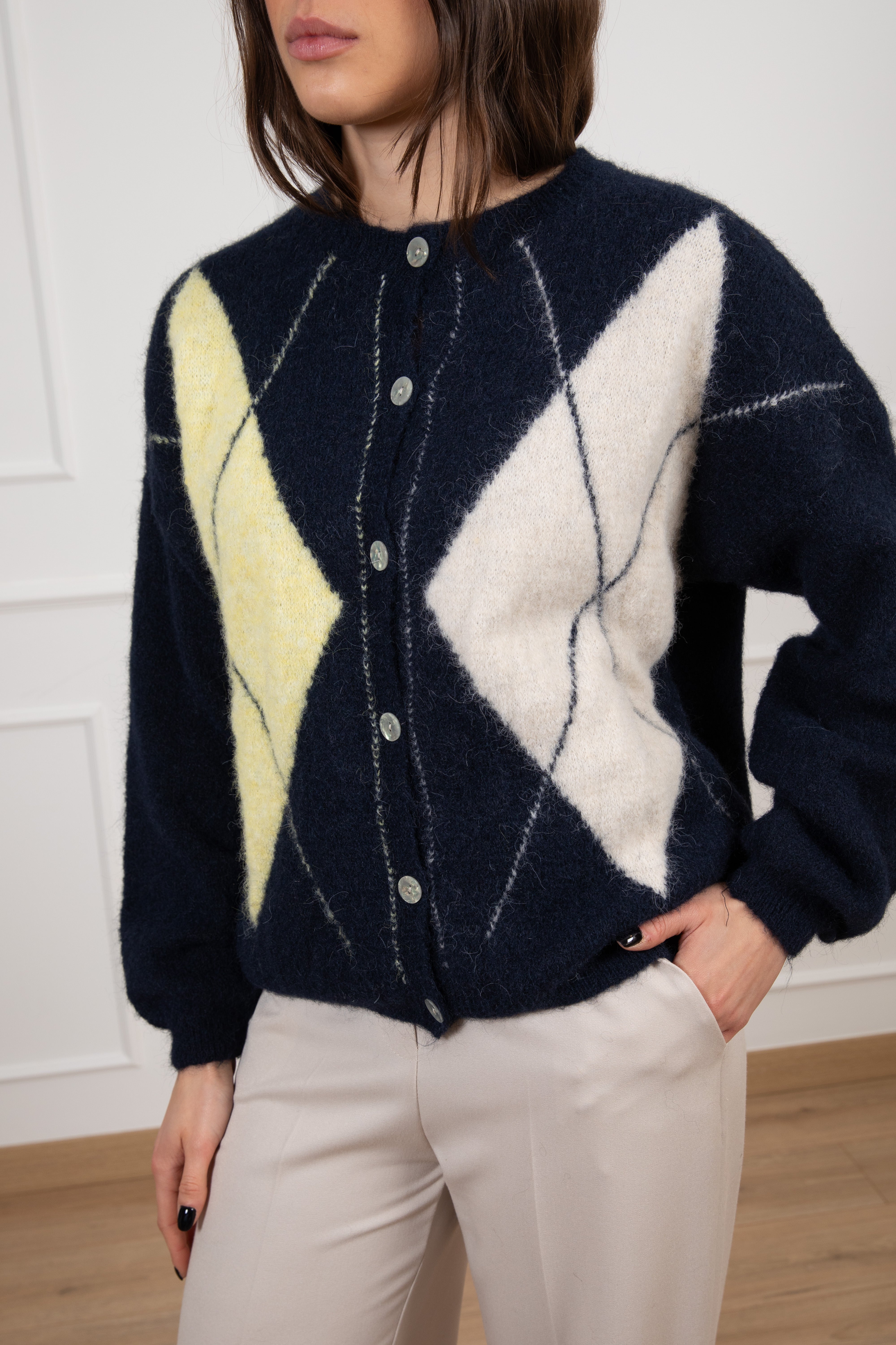 Cardigan in lana maxi-rombo Susy Mix