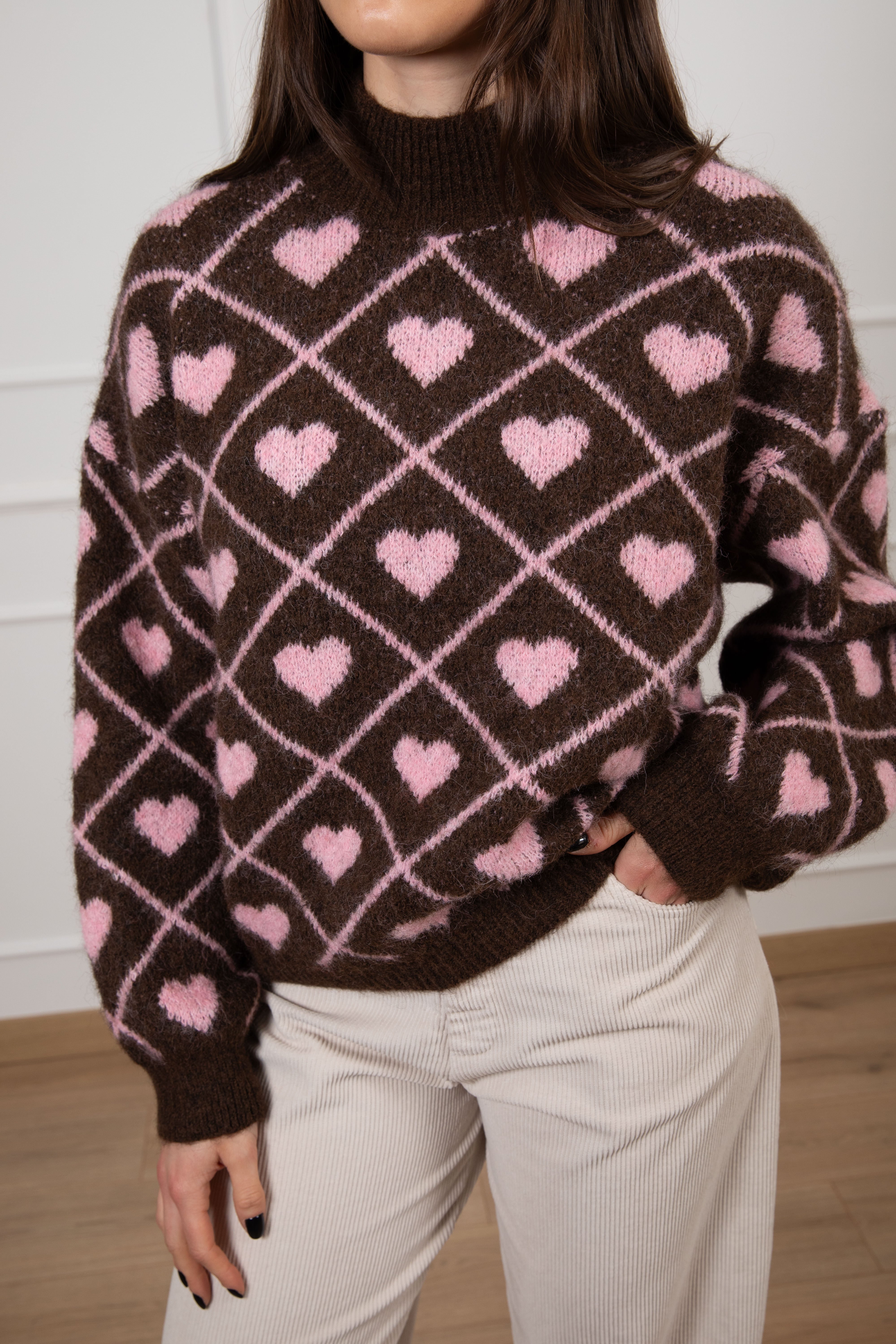 Pull mezzo-collo cuori e rombi Susy Mix