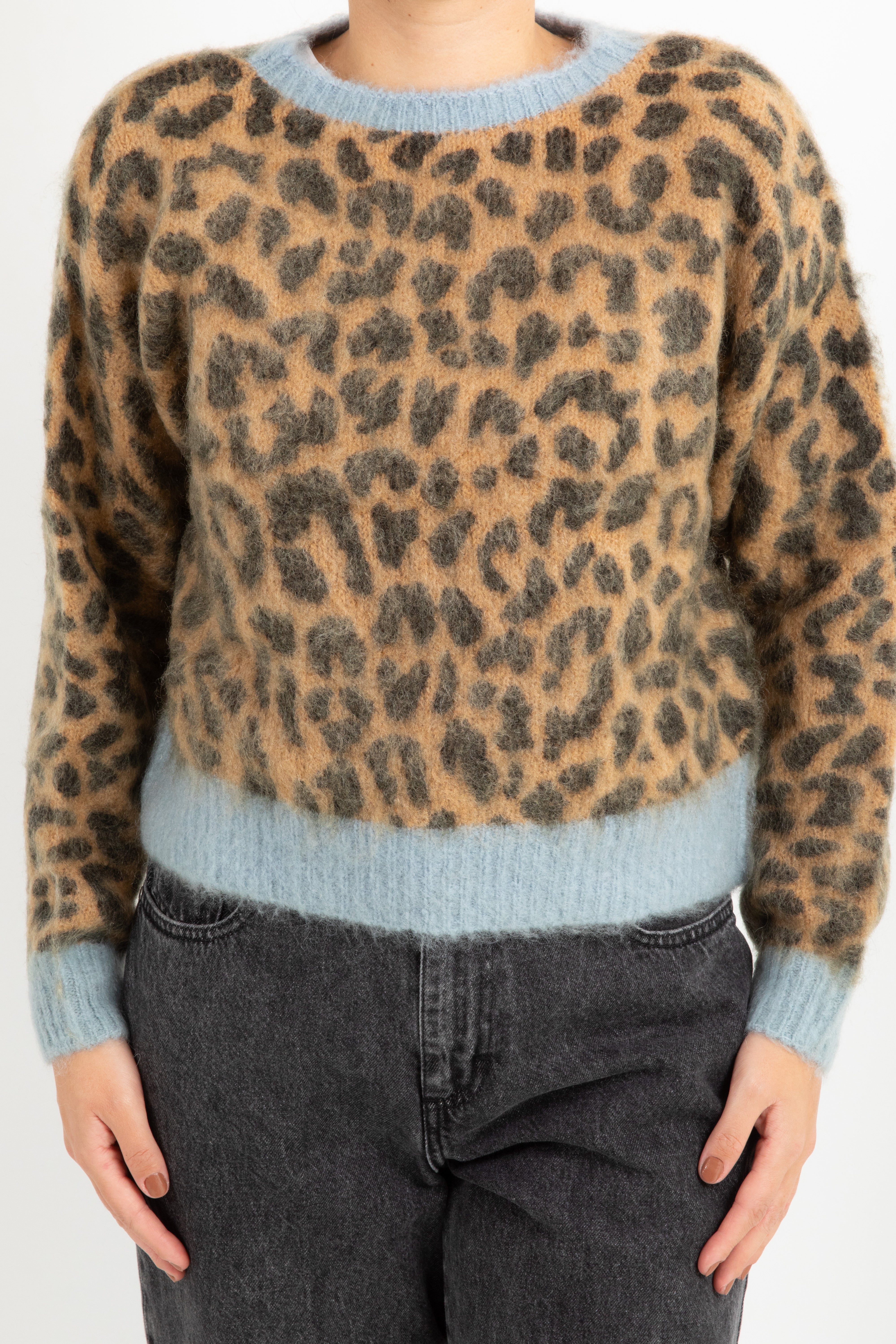 Pull animalier con bordo a contrasto Tensione IN