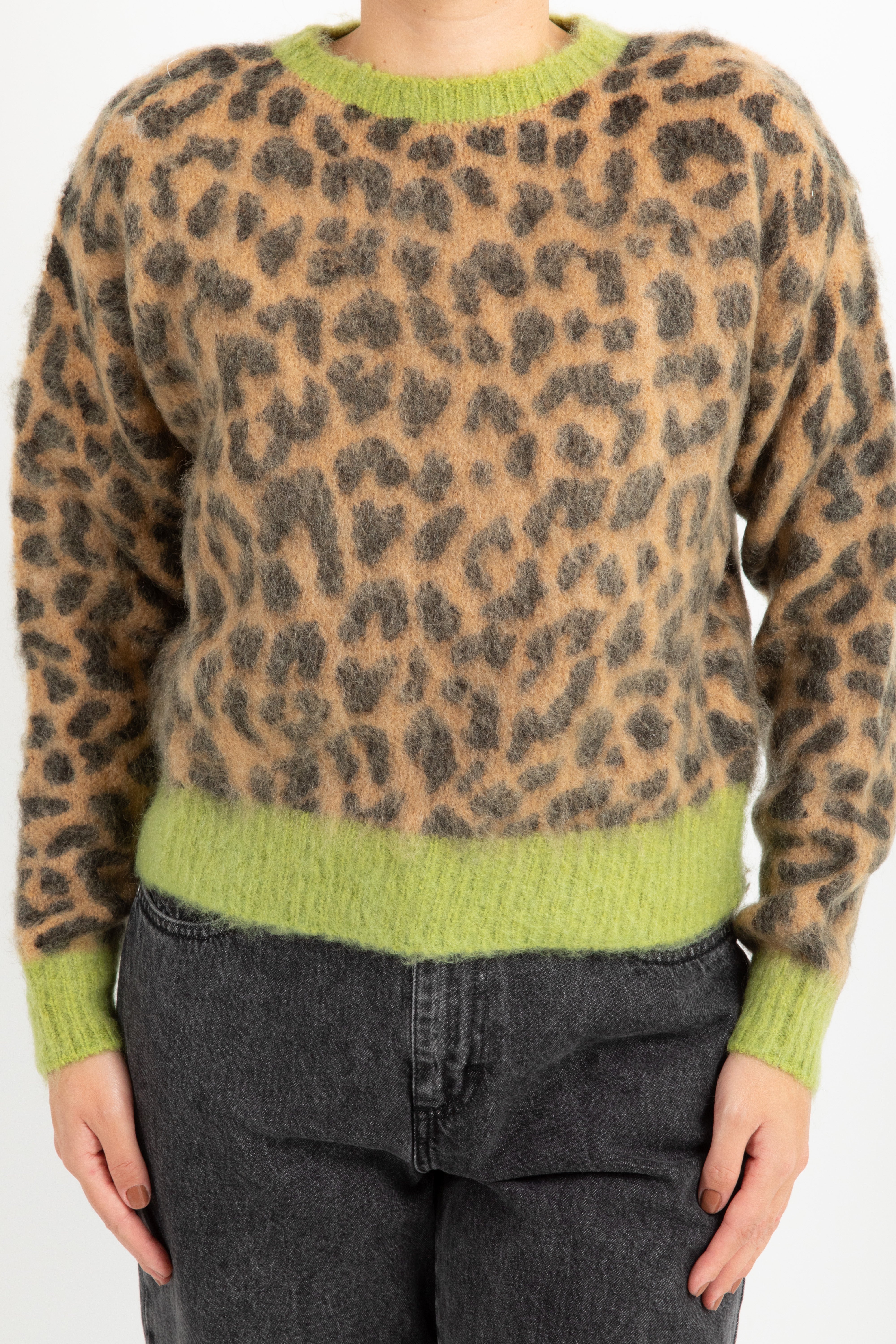 Pull animalier con bordo a contrasto Tensione IN