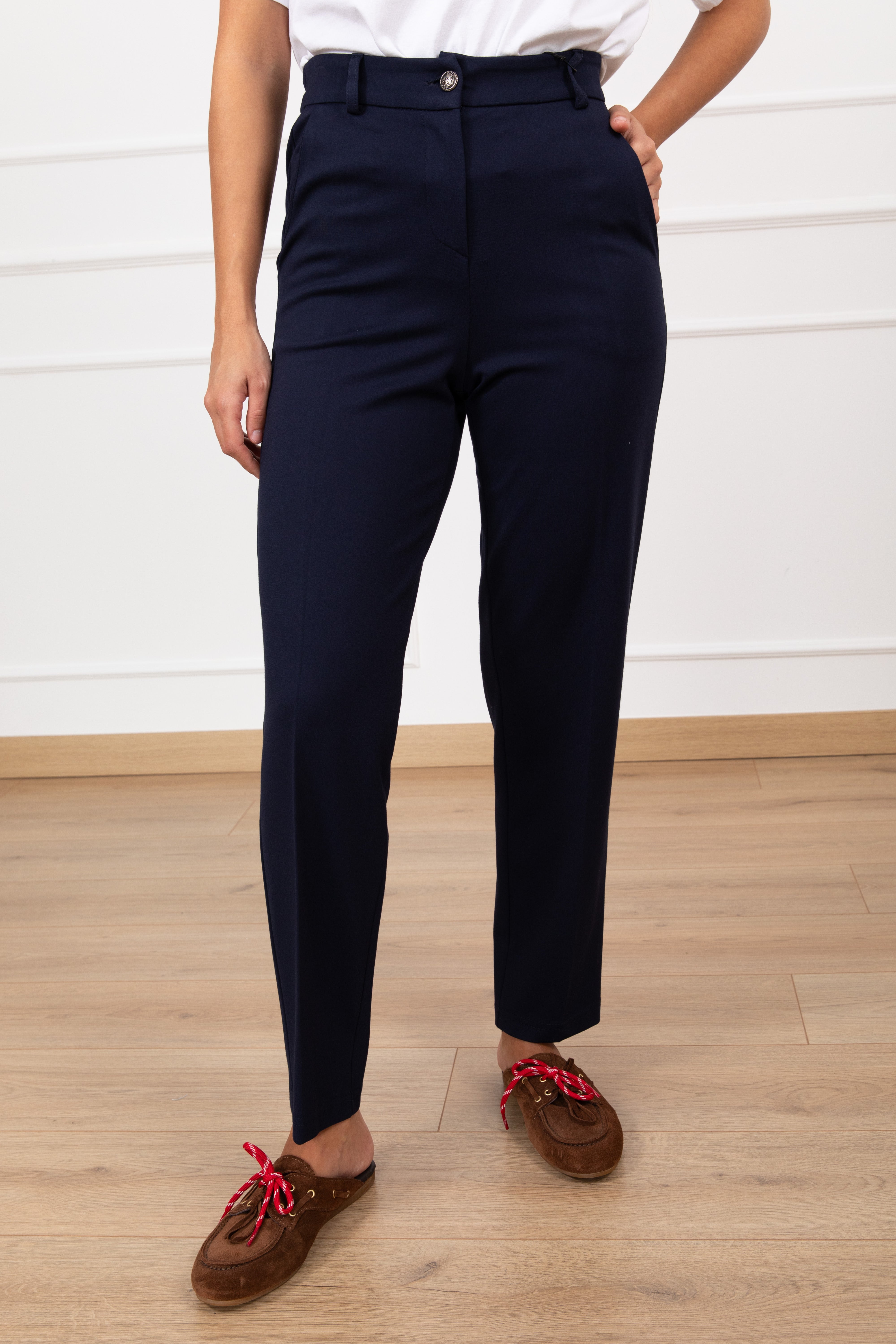 Pantalone a sigaretta in punto milano con elastico sul retro Tensione IN