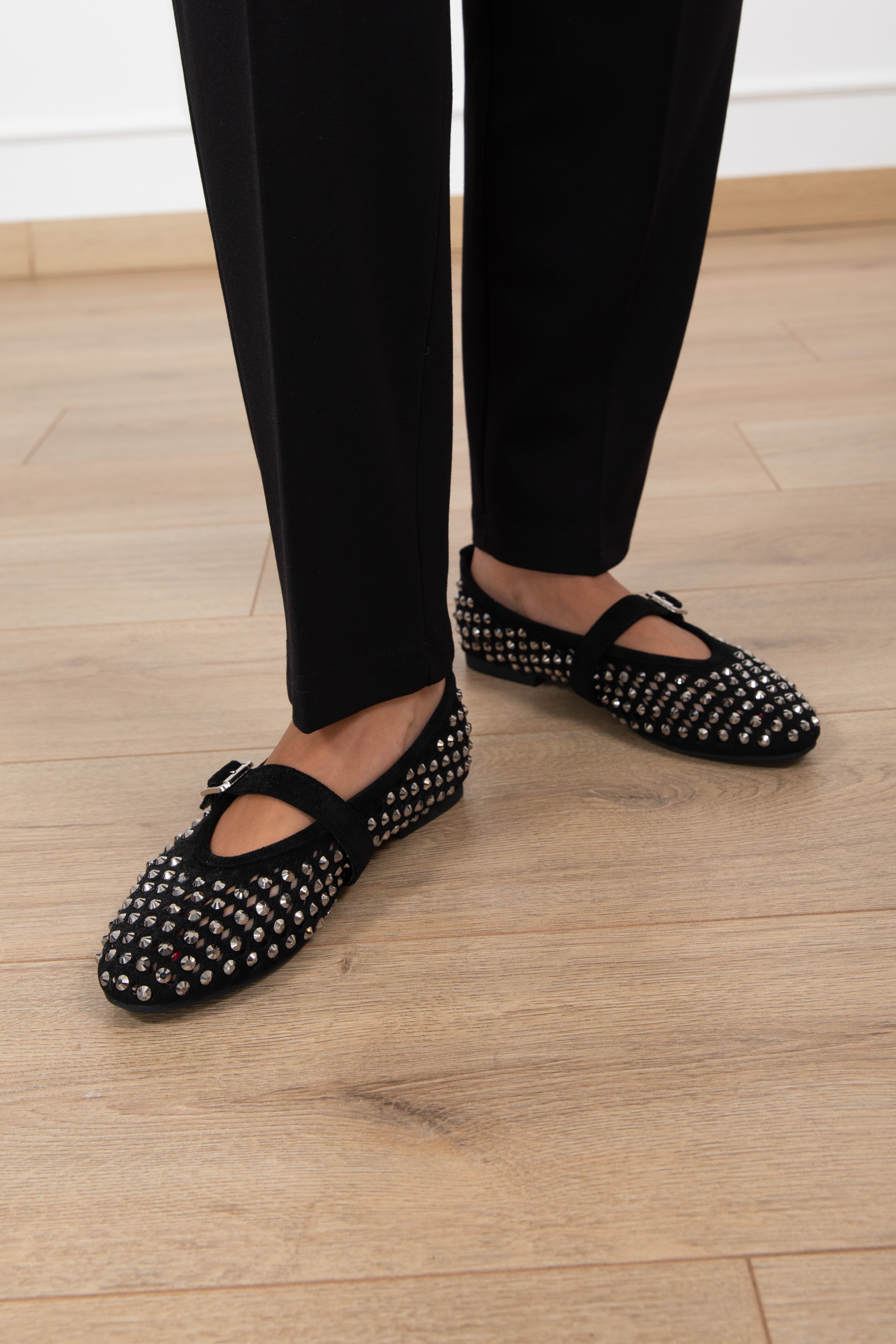 Ballerina a rete in eco-camoscio con strass Susy Mix