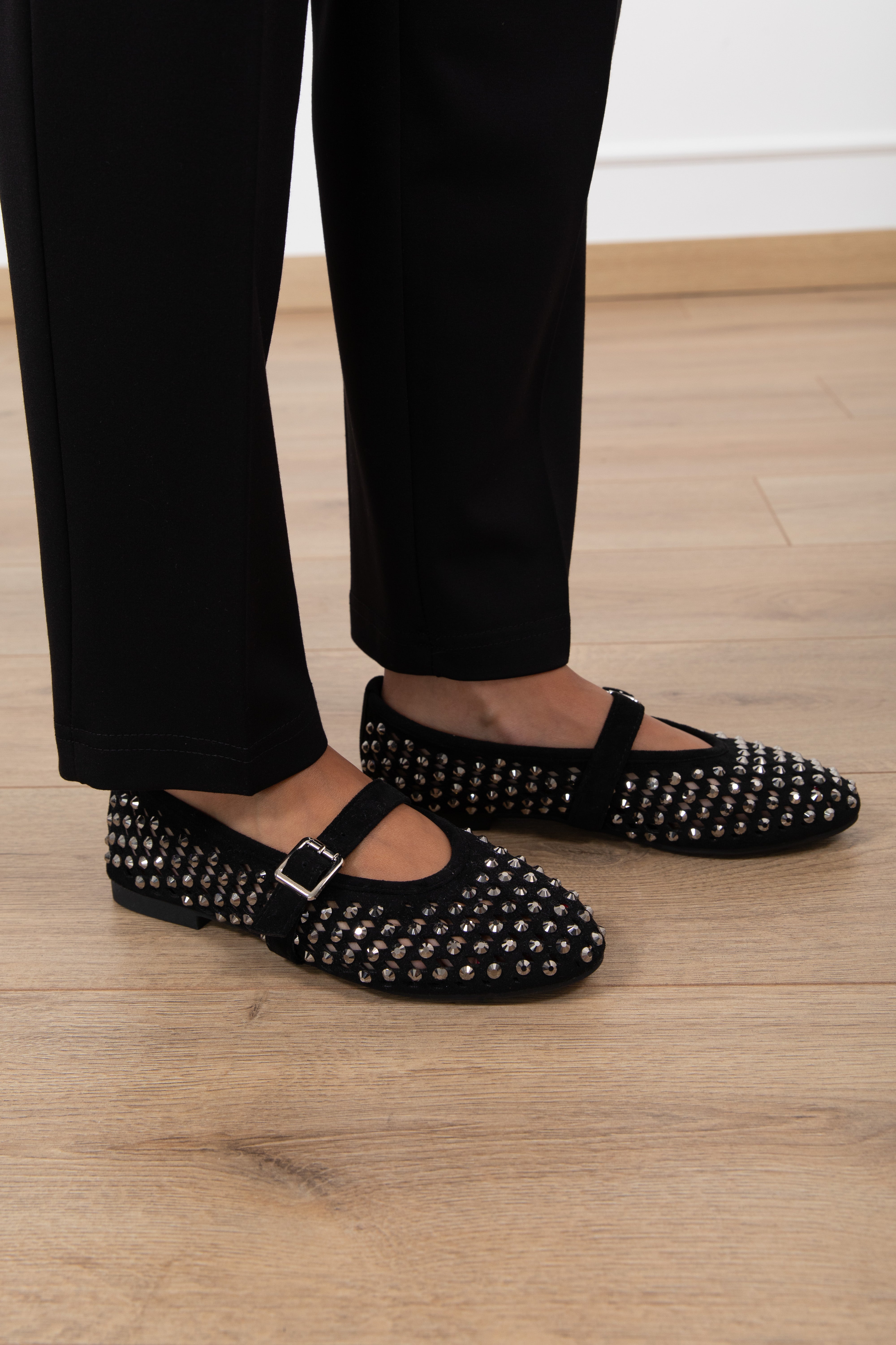 Ballerina a rete in eco-camoscio con strass Susy Mix