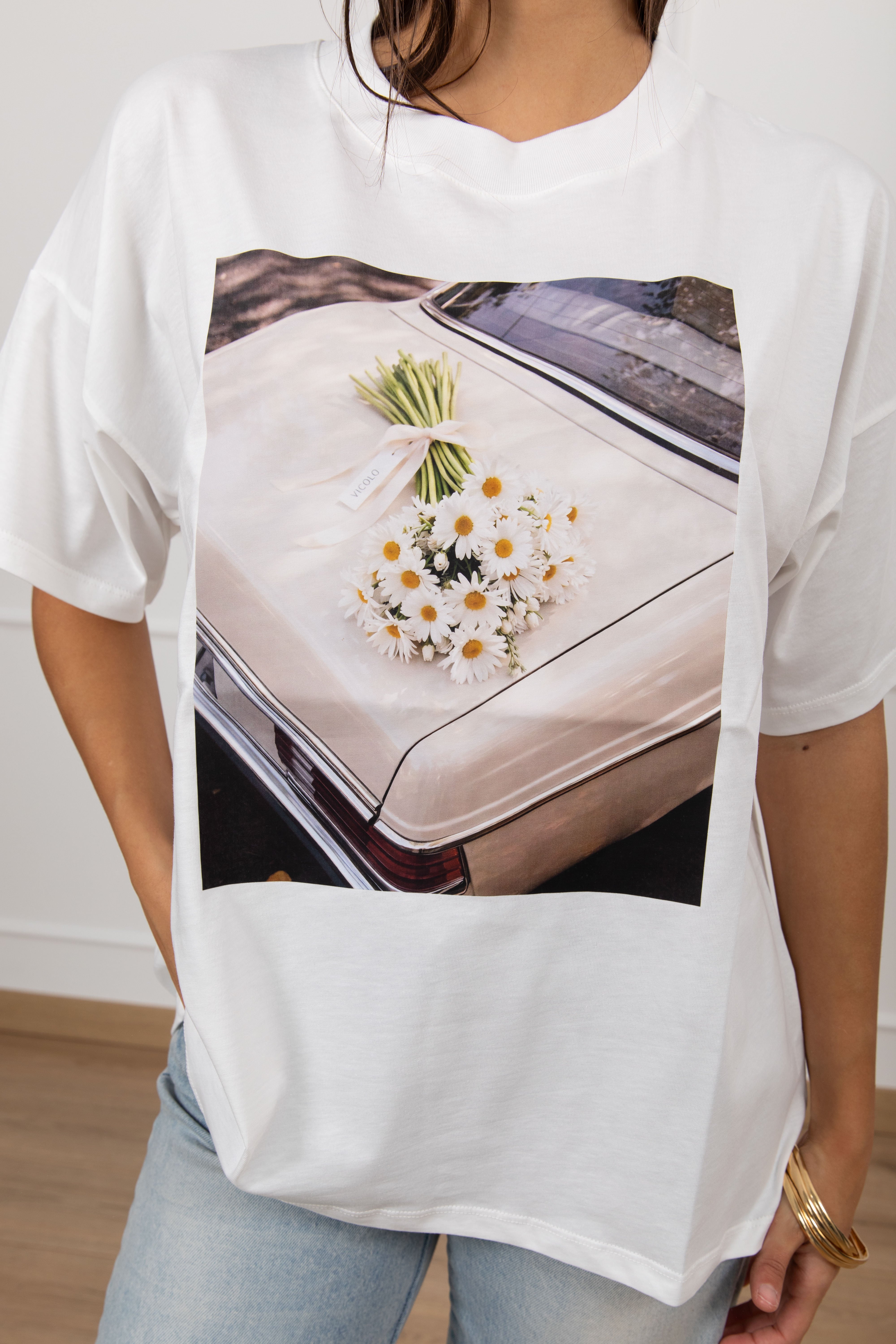 T-shirt over-size bouquet margherite ViCOLO