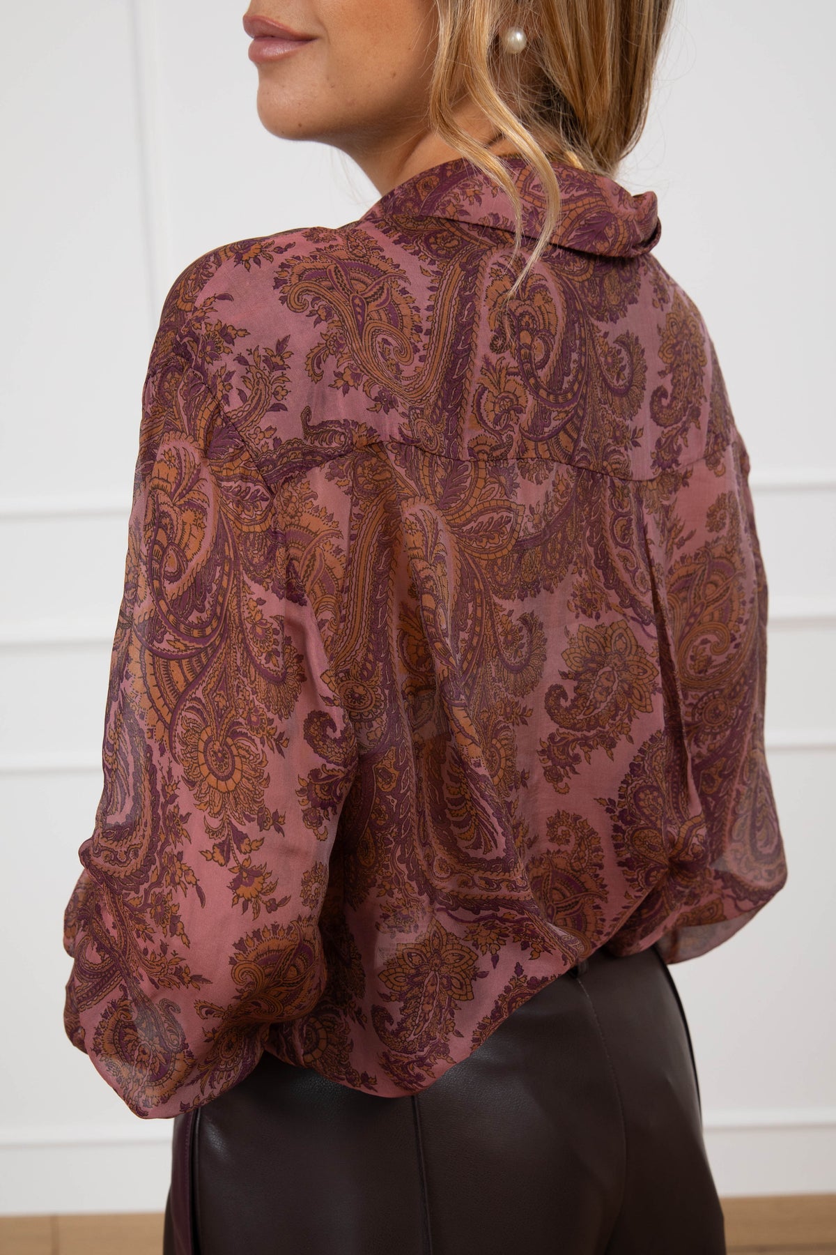 Camicia misto-seta fantasia cashmere variante bordeaux ViCOLO