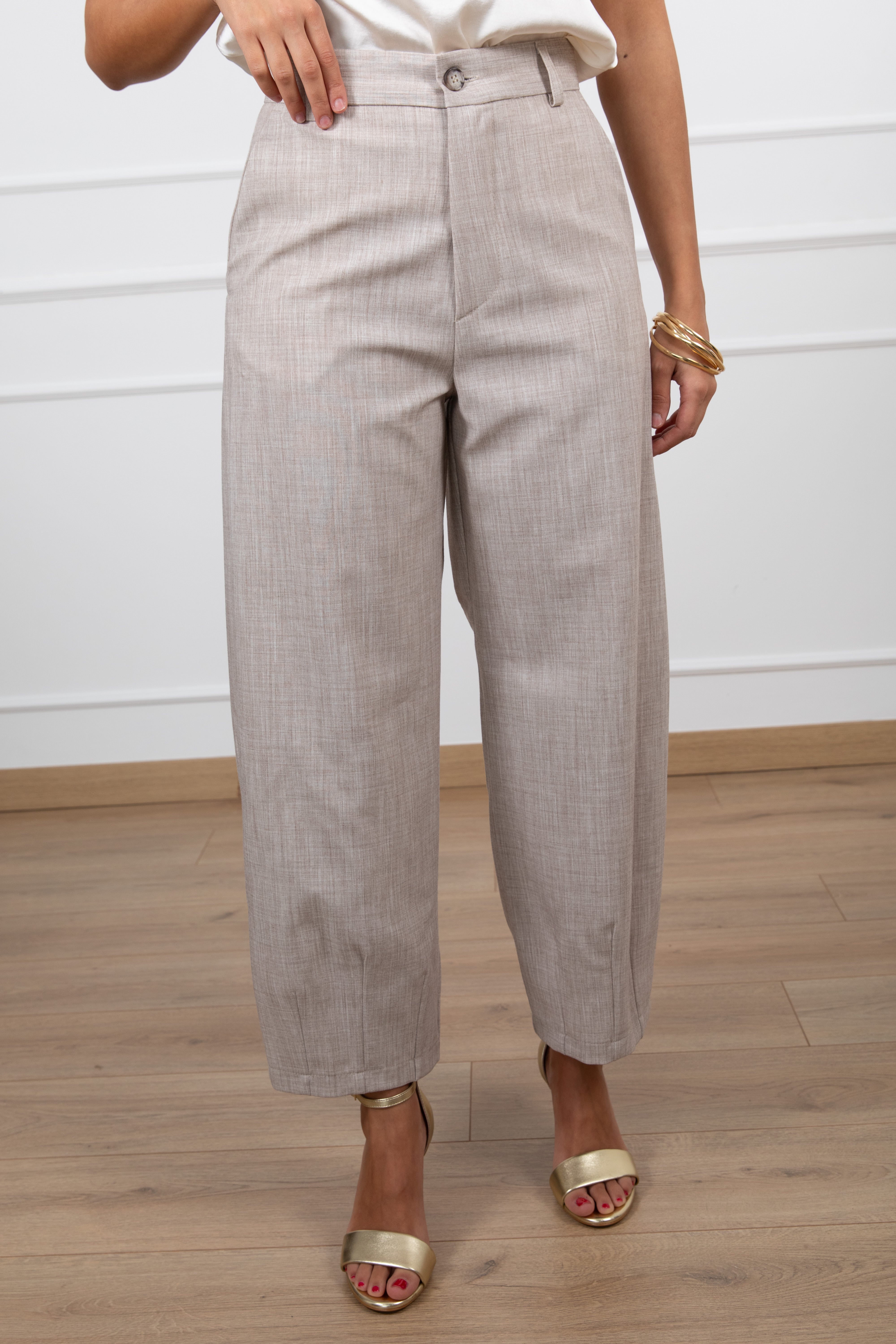 Pantalone barrel-fit in tessuto fiammato ViCOLO