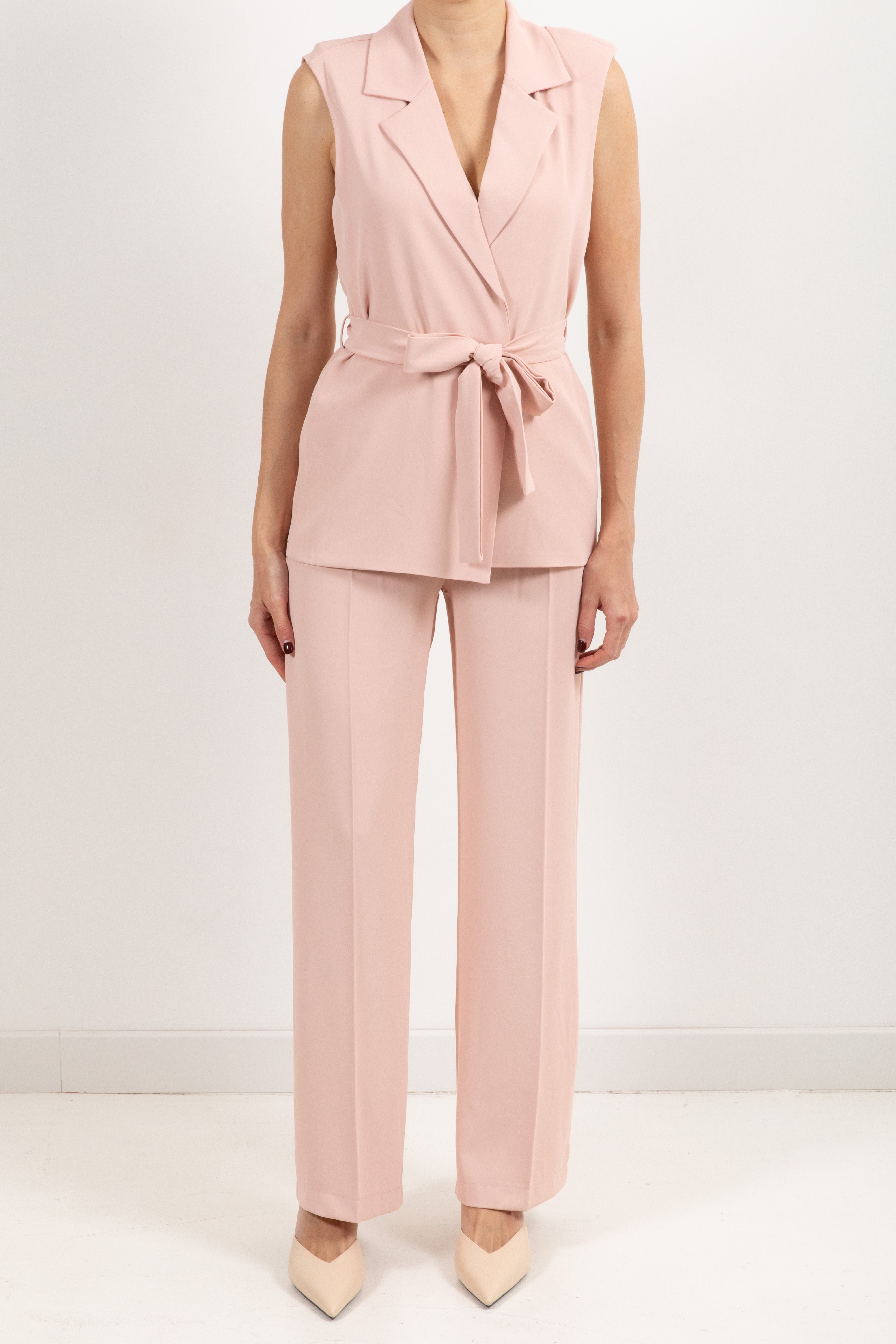 Tailleur in tessuto fluido gilet con fusciacca e pantalone Susy Mix