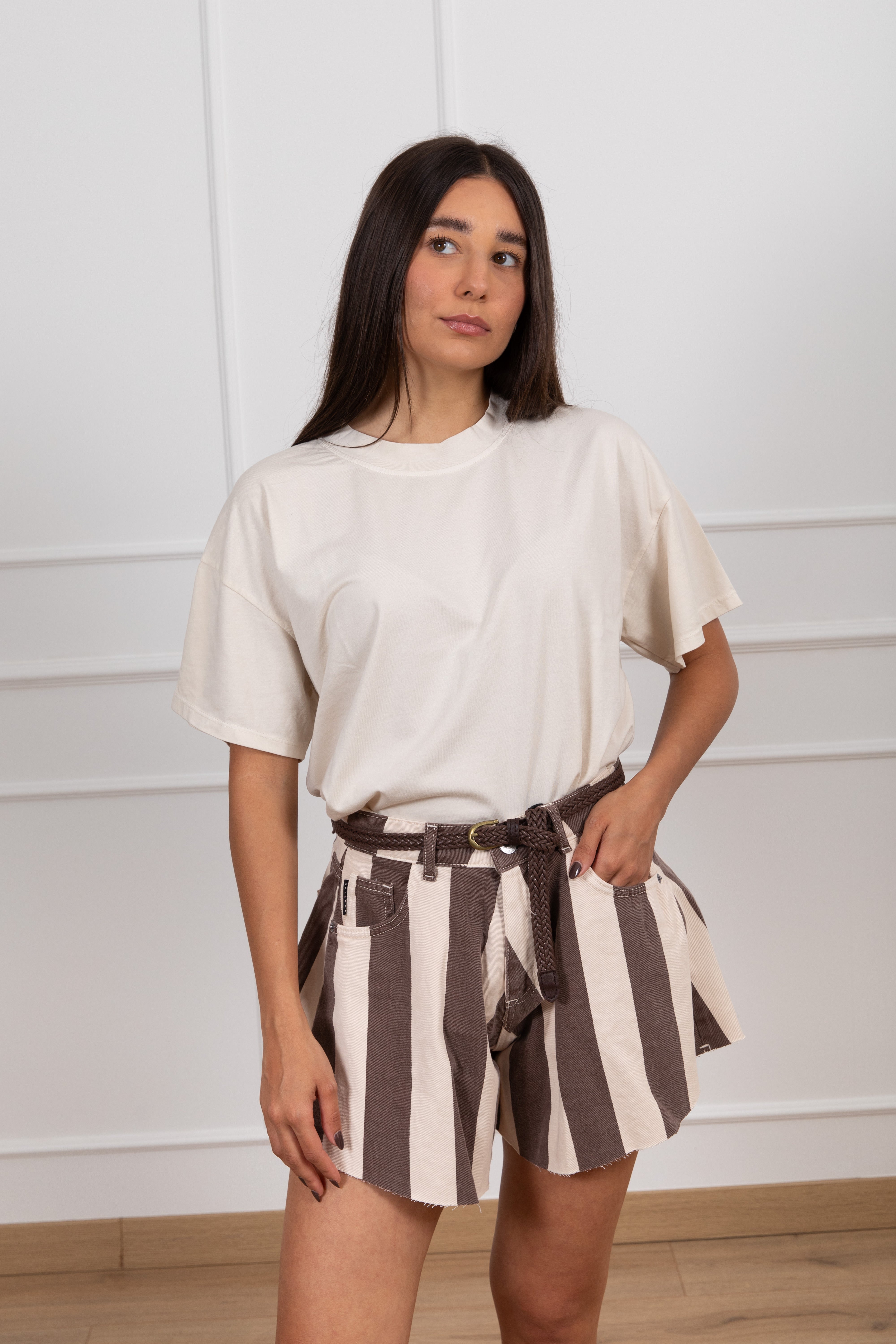 Shorts farfalla a righe Haveone