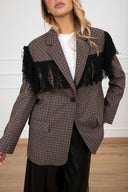 Giacca micro-check con inserto frange ViCOLO