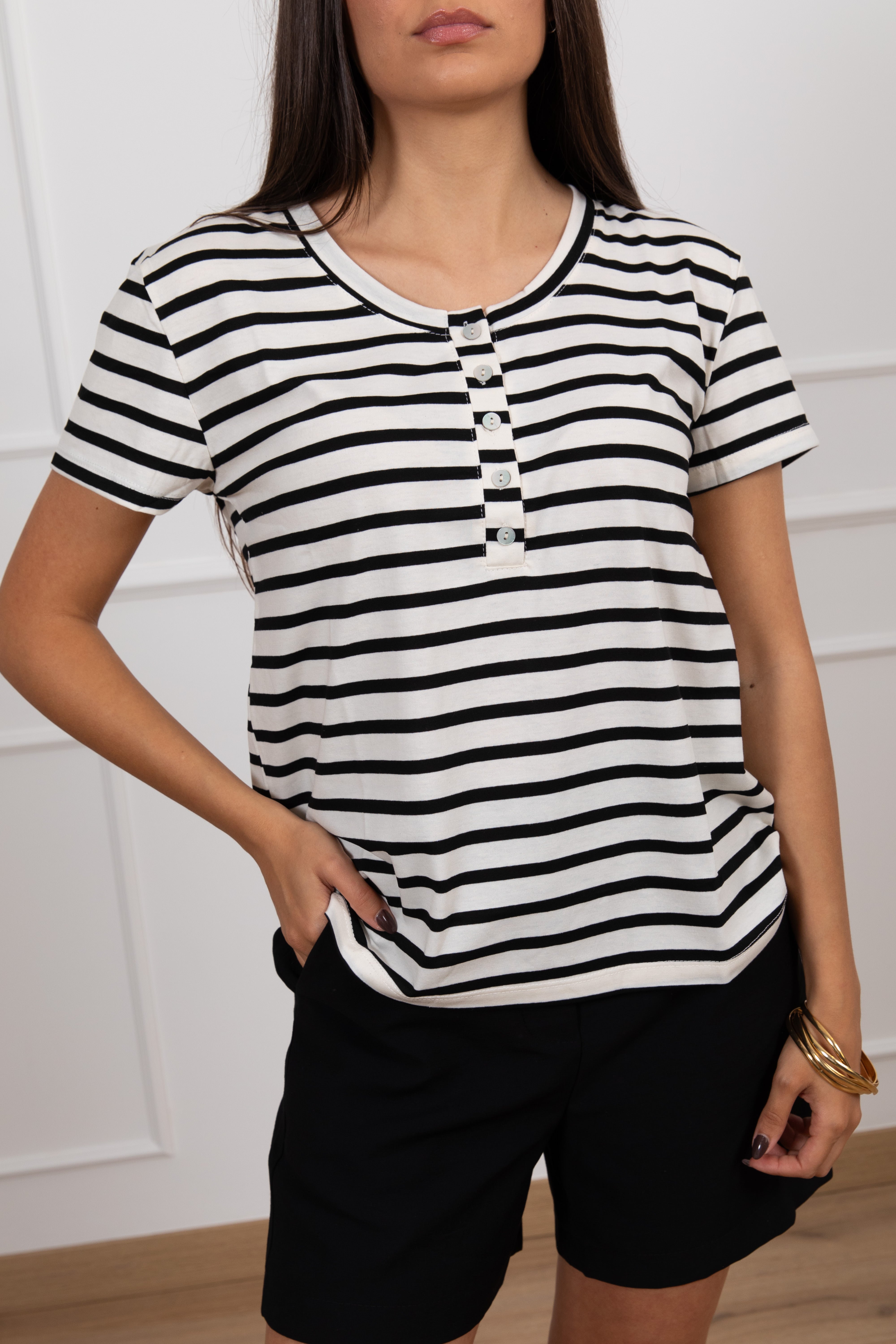 T-shirt serafino a righe Susy Mix