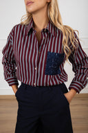 Camicia over-size a righe con tasca paillettes Susy Mix