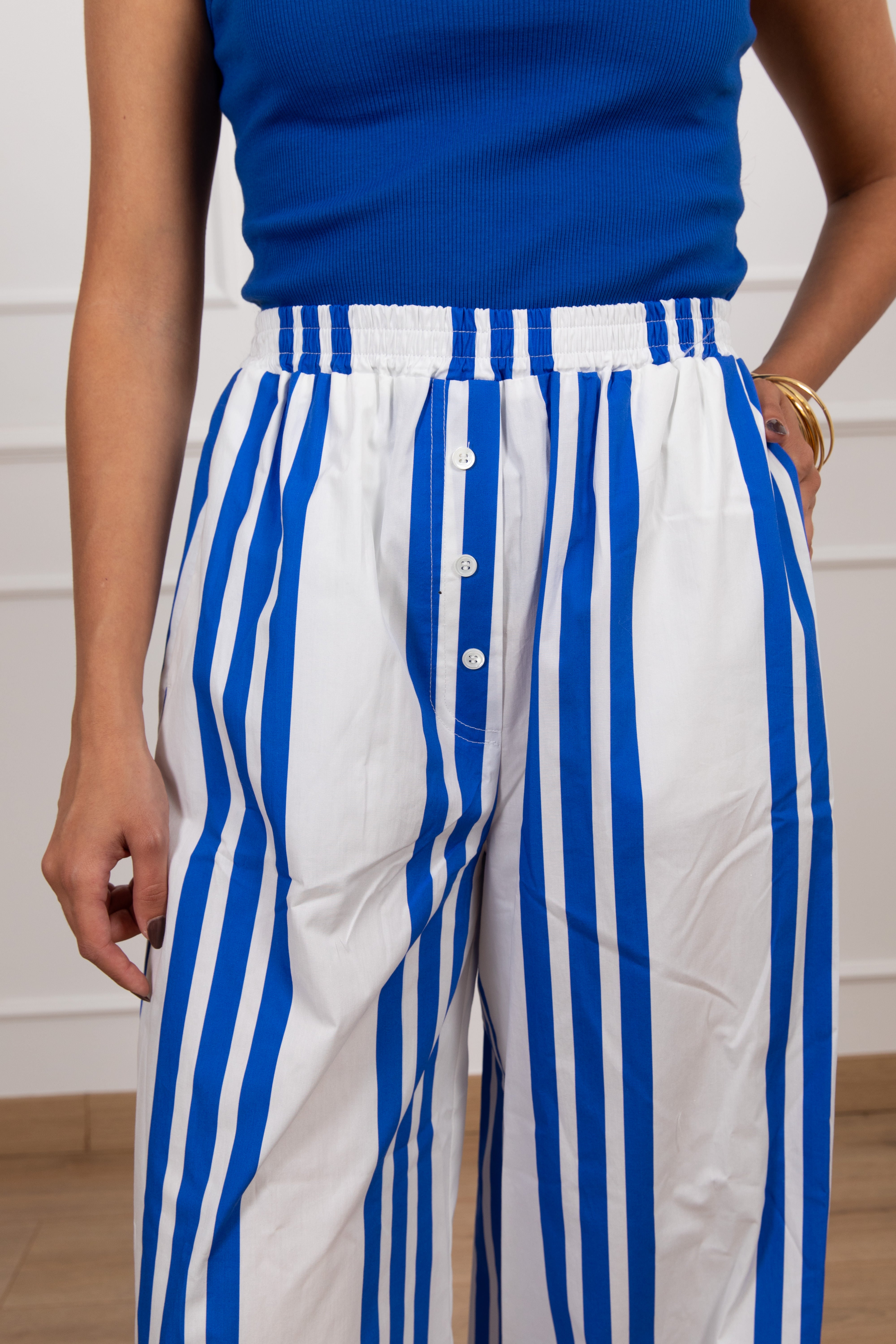 Pantalone a righe alternate bluette ViCOLO