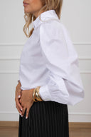 Camicia in popeline con colletto e arricciatura variante bianco Tensione IN