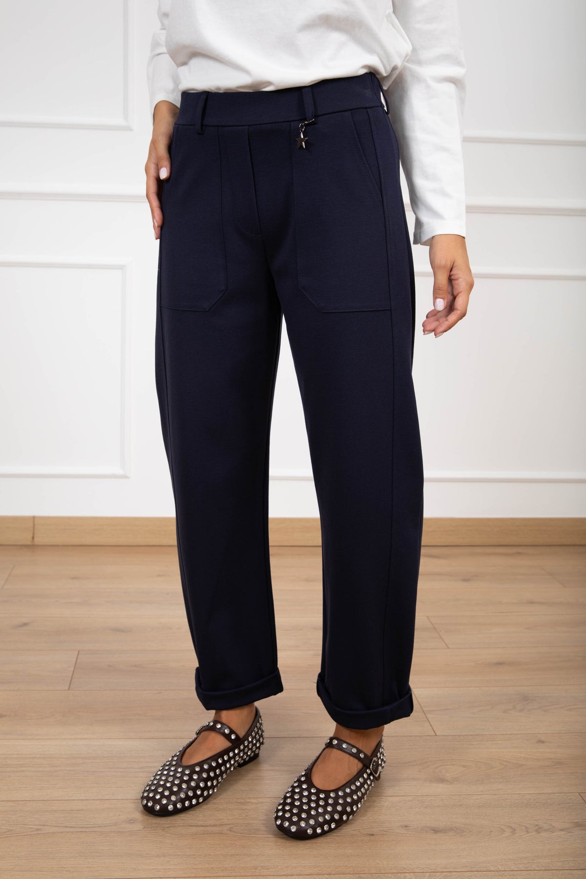 Pantalone egg-fit in punto milano con elastico sul retro Susy Mix