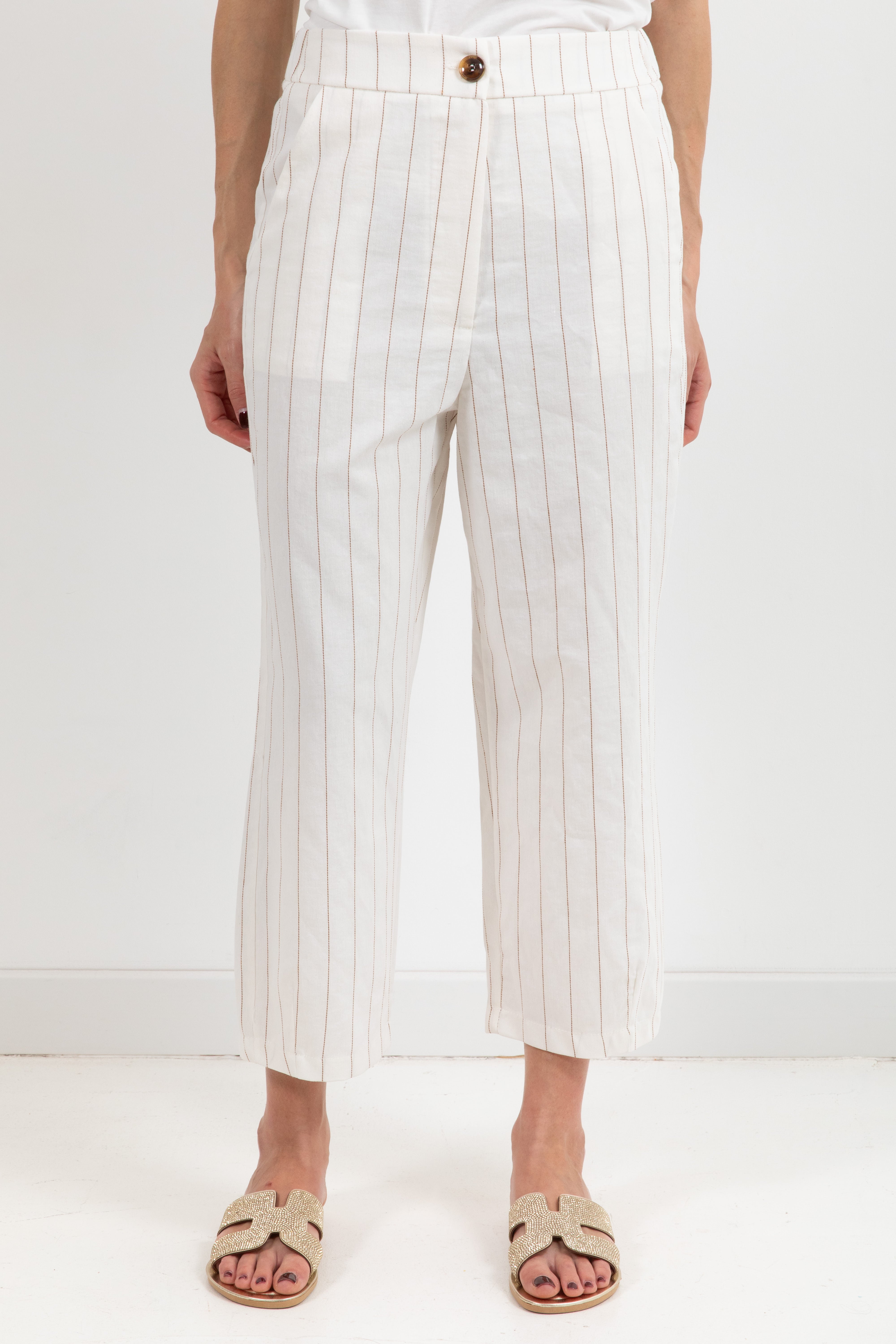 Pantalone carrot-fit gessato Susy Mix