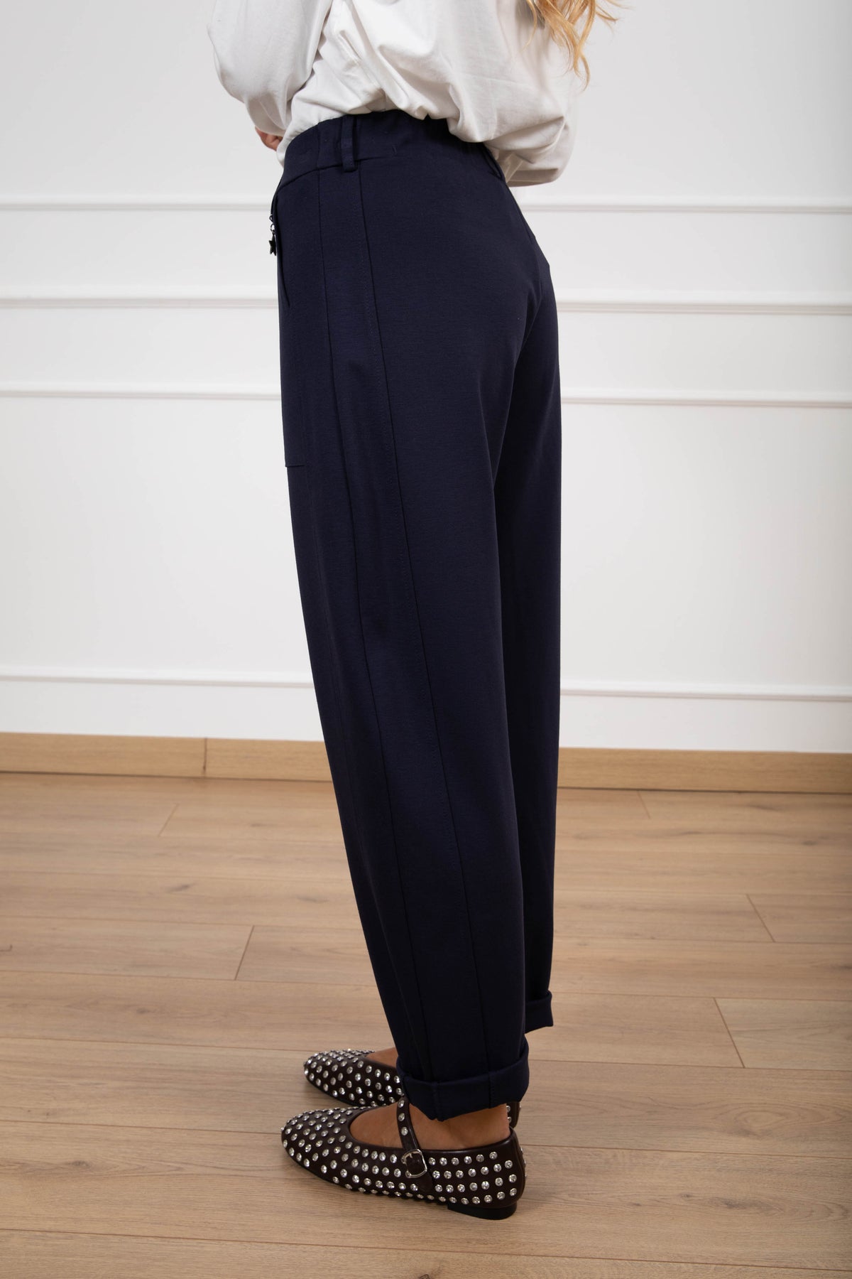 Pantalone egg-fit in punto milano con elastico sul retro Susy Mix