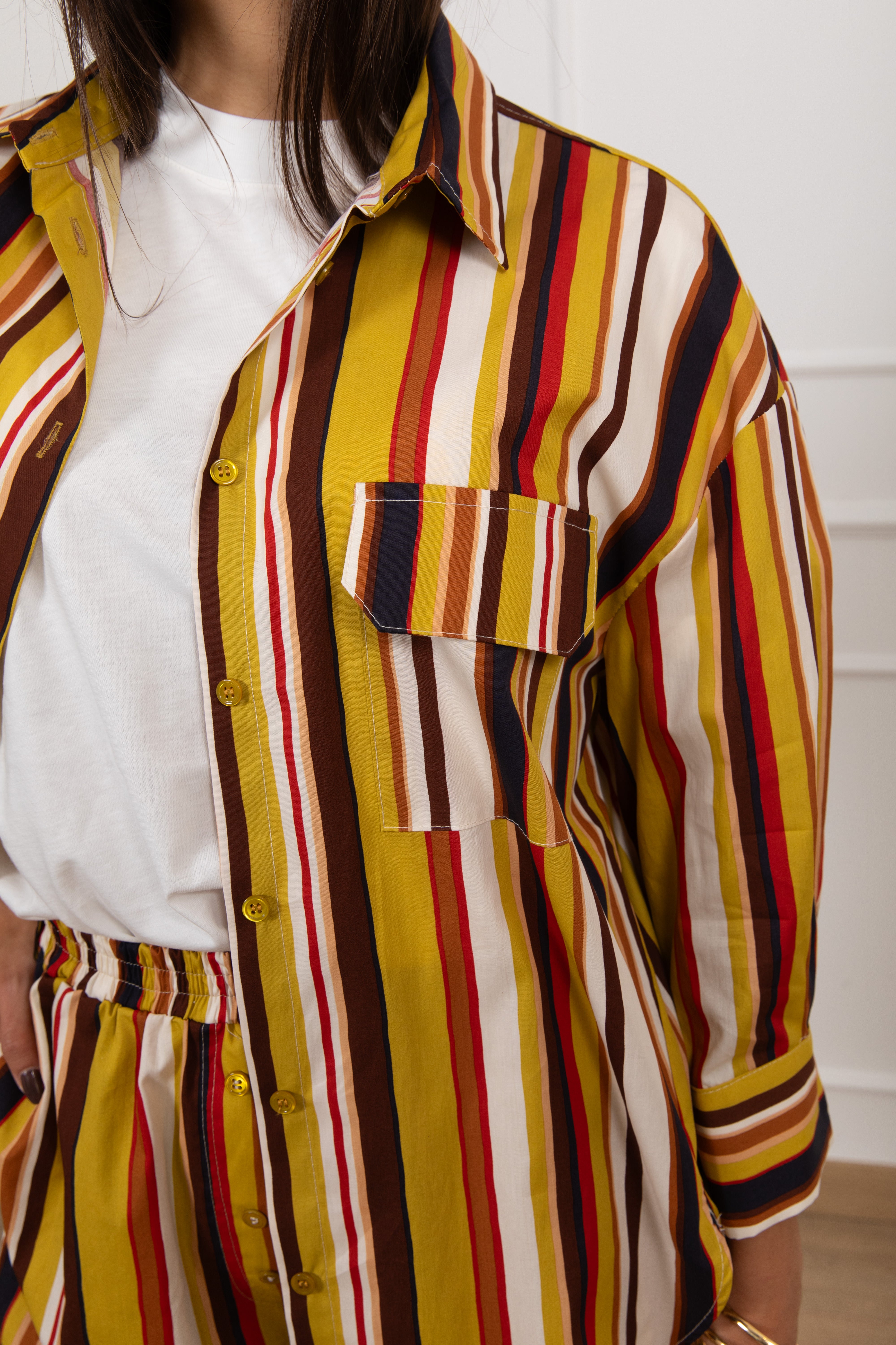 Camicia over-size a righe alternate multicolor ViCOLO