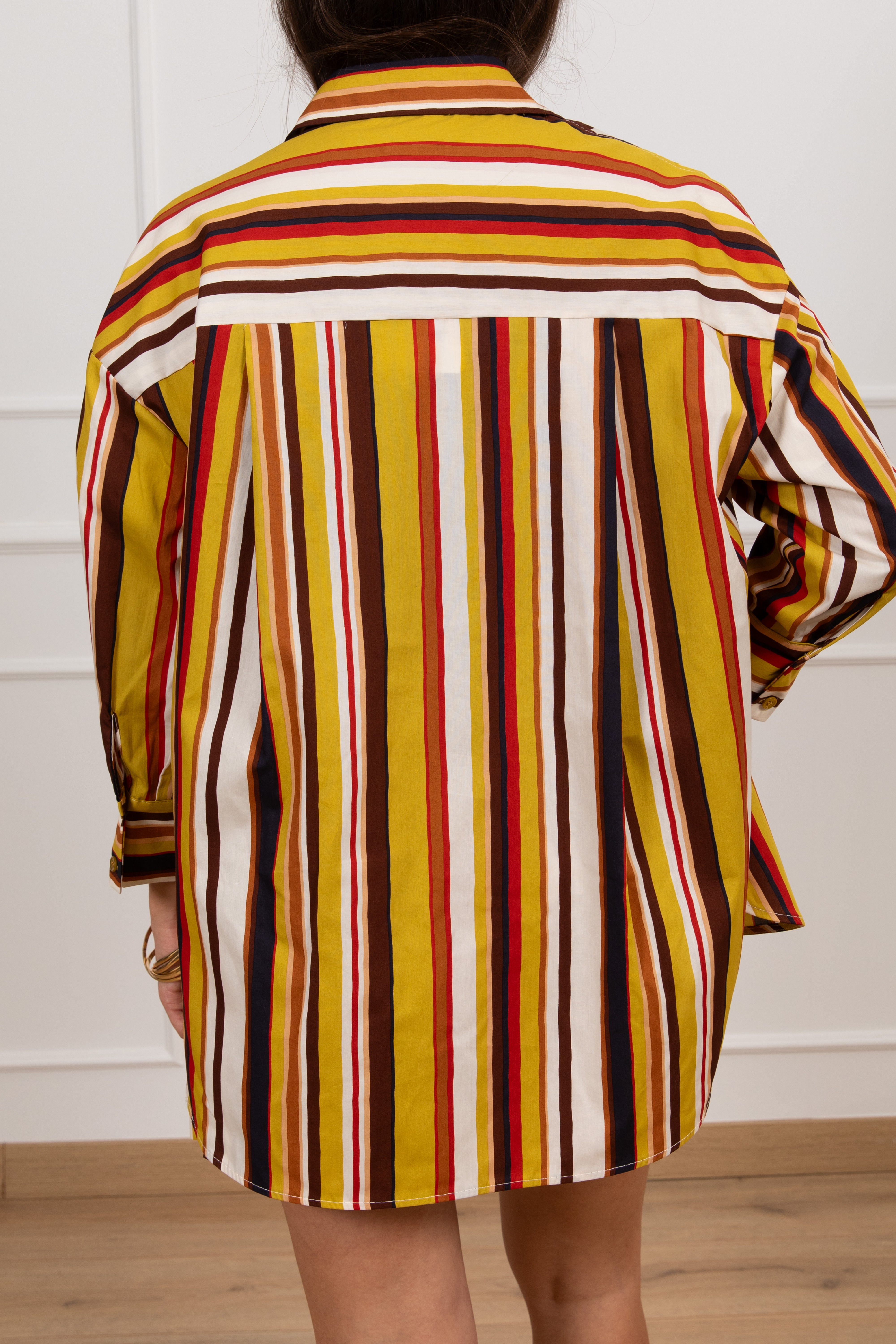Camicia over-size a righe alternate multicolor ViCOLO