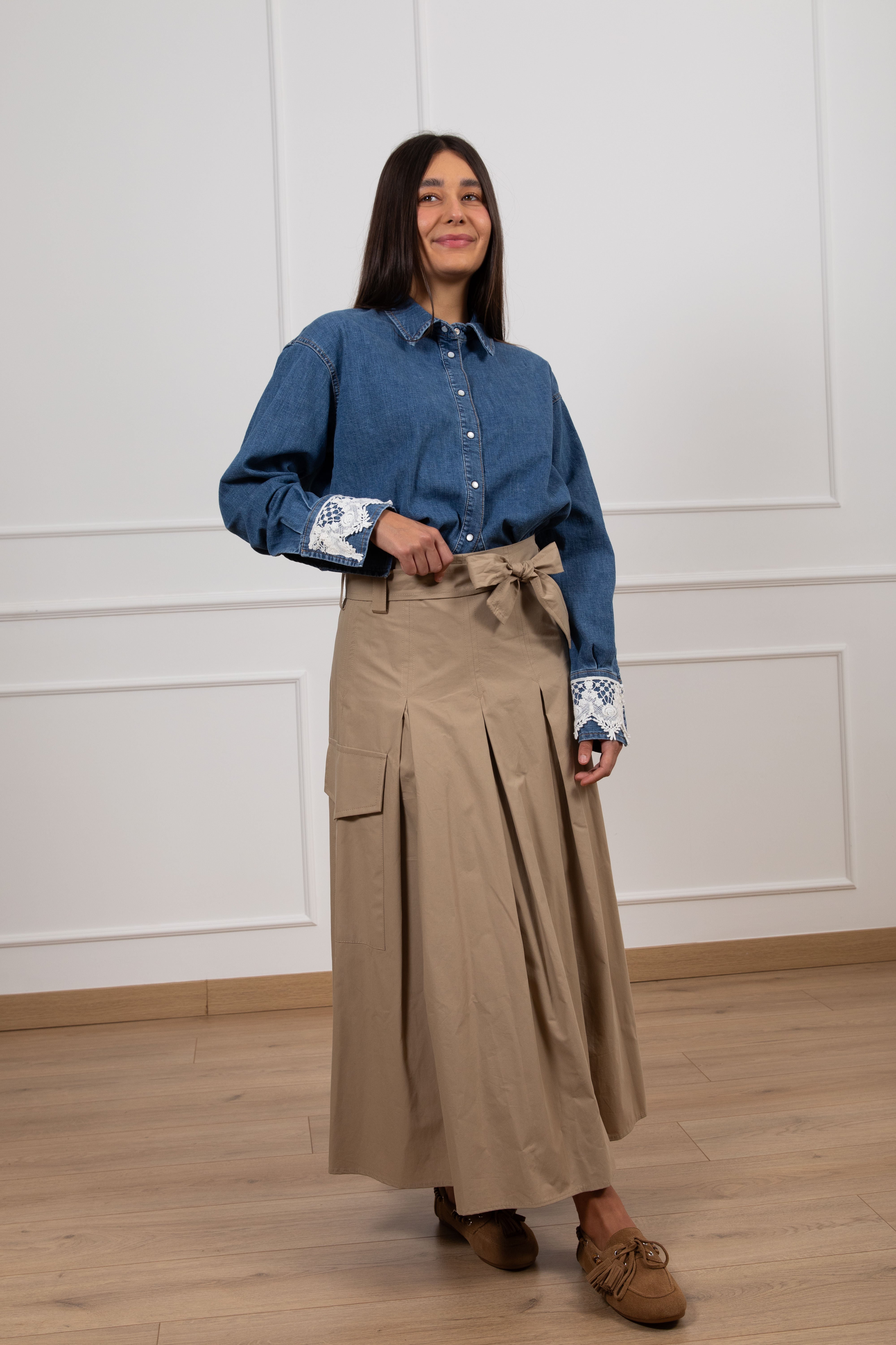 Gonna lunga con tasche e fusciacca ViCOLO