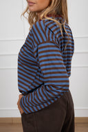 T-shirt scatoletta a righe con collo a contrasto Haveone