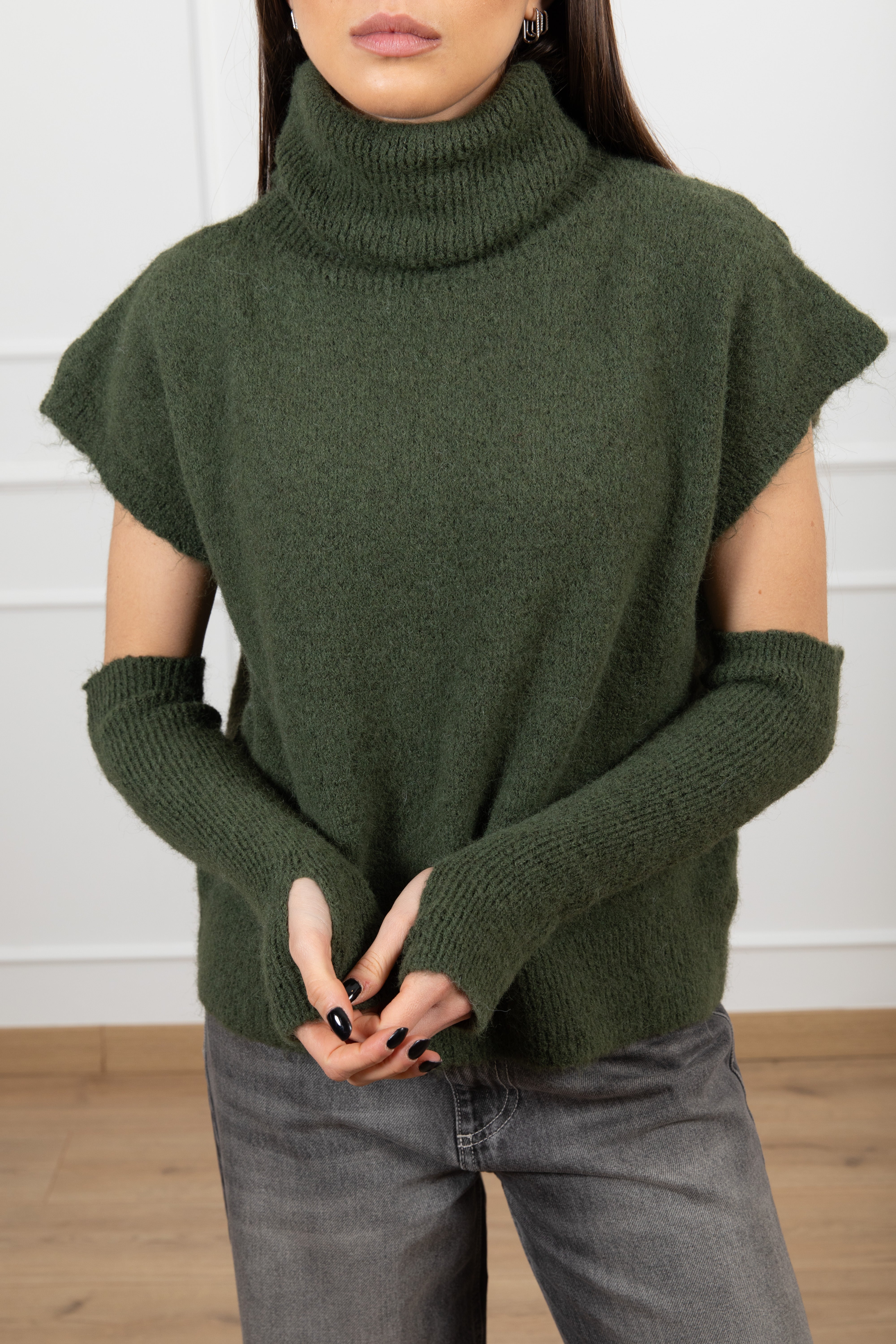 Pull collo alto con manicotti Tensione IN