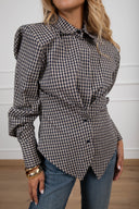 Camicia check con spallina imbottita e riprese variante blu Tensione IN