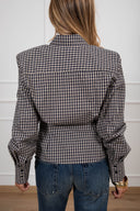 Camicia check con spallina imbottita e riprese variante blu Tensione IN