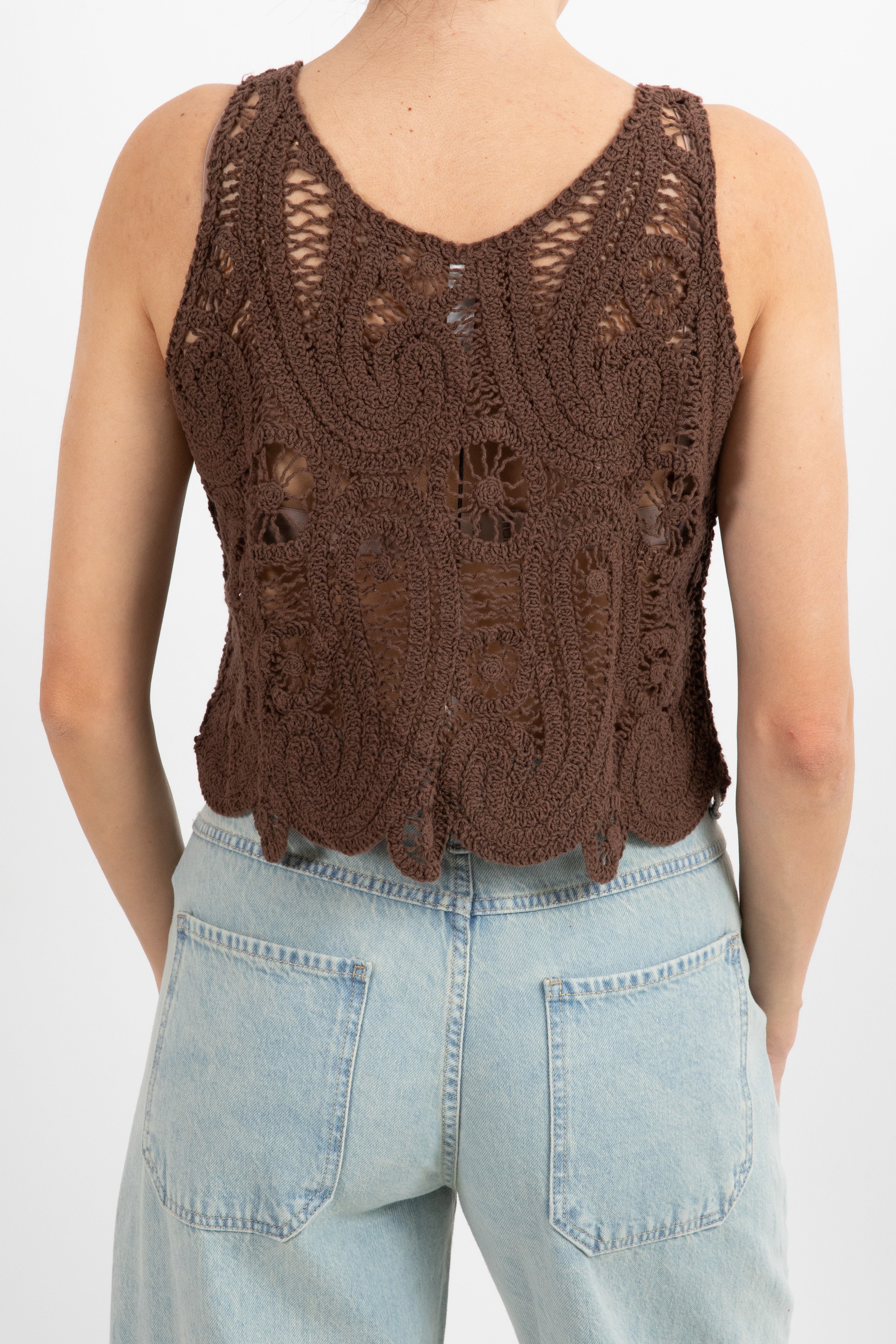 Top cropped in pizzo macramè Tensione IN
