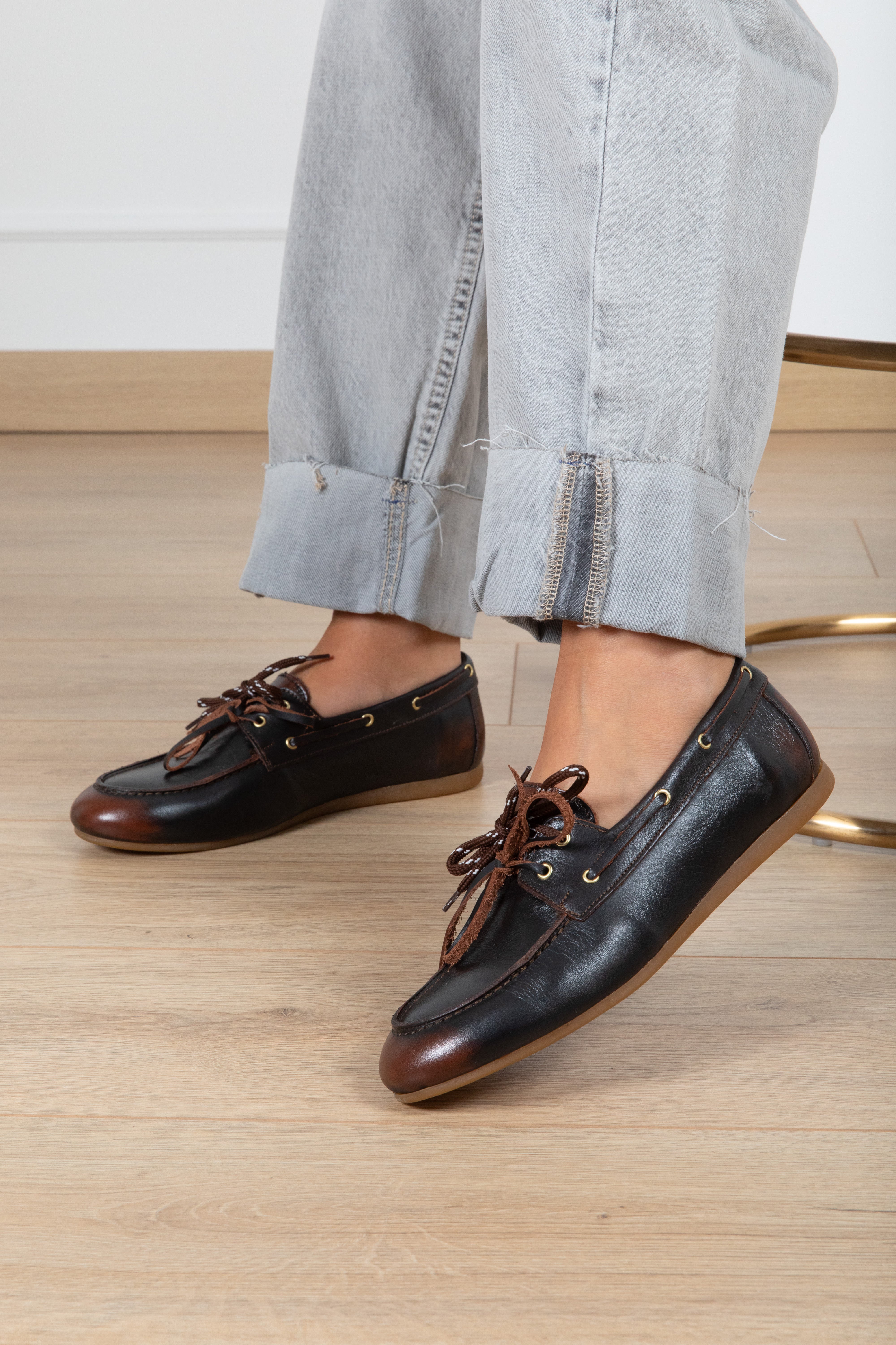 Mocassino barca effetto vintage Ovyé